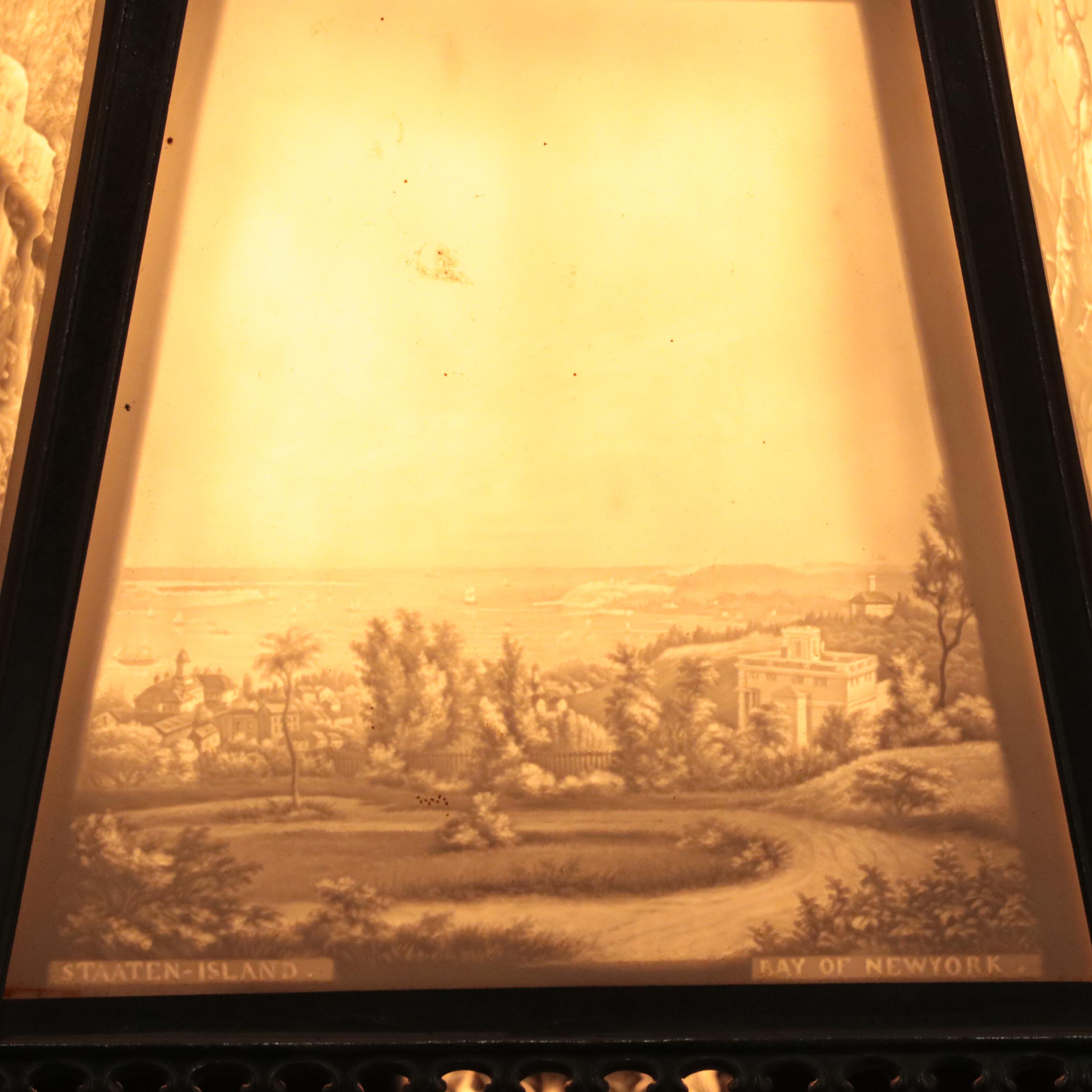 Silver Plate Candlestick Table Lamps with Lithophane Paneled Shades EBTH