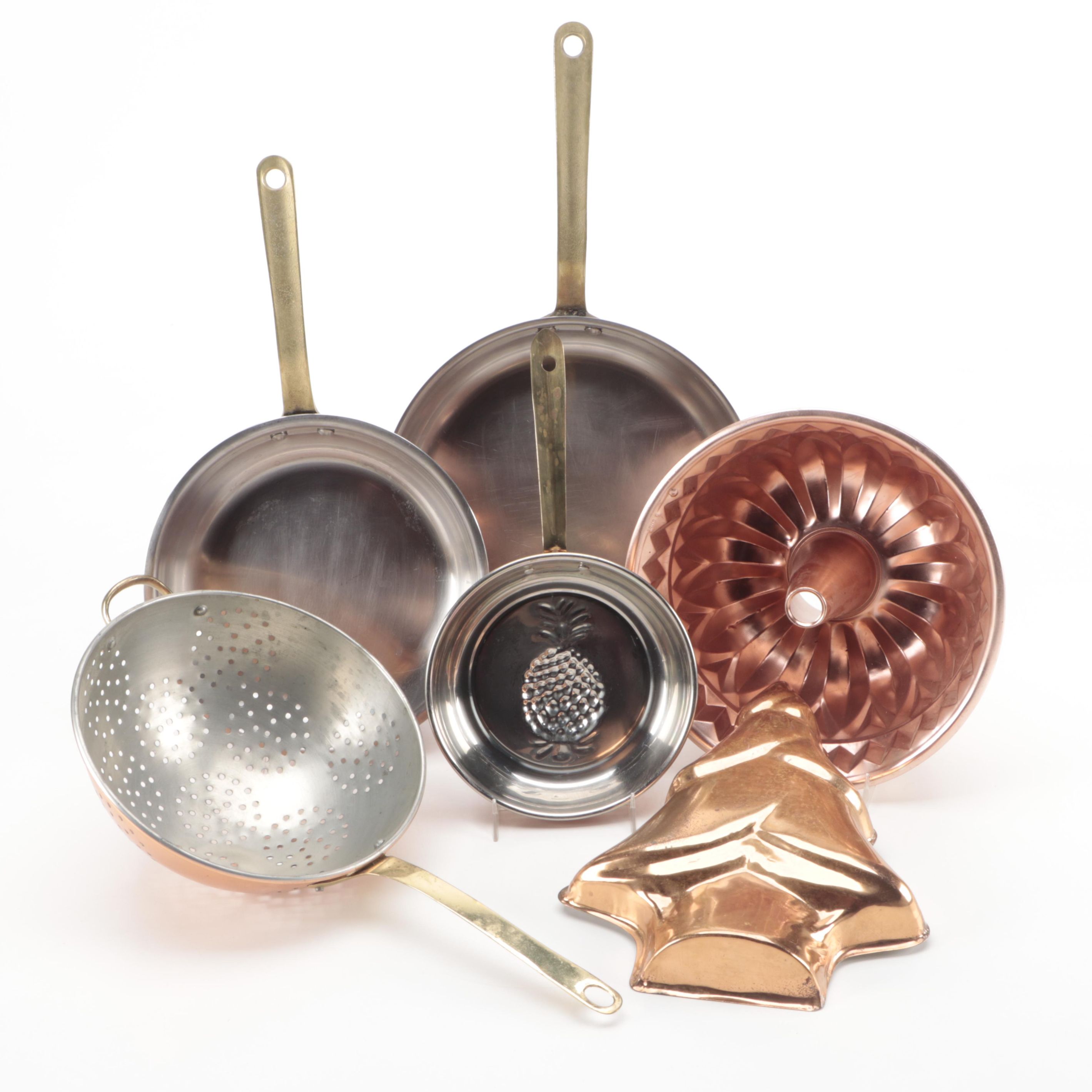 Imperial Copper Sauté Pans, Molds, and Strainer EBTH