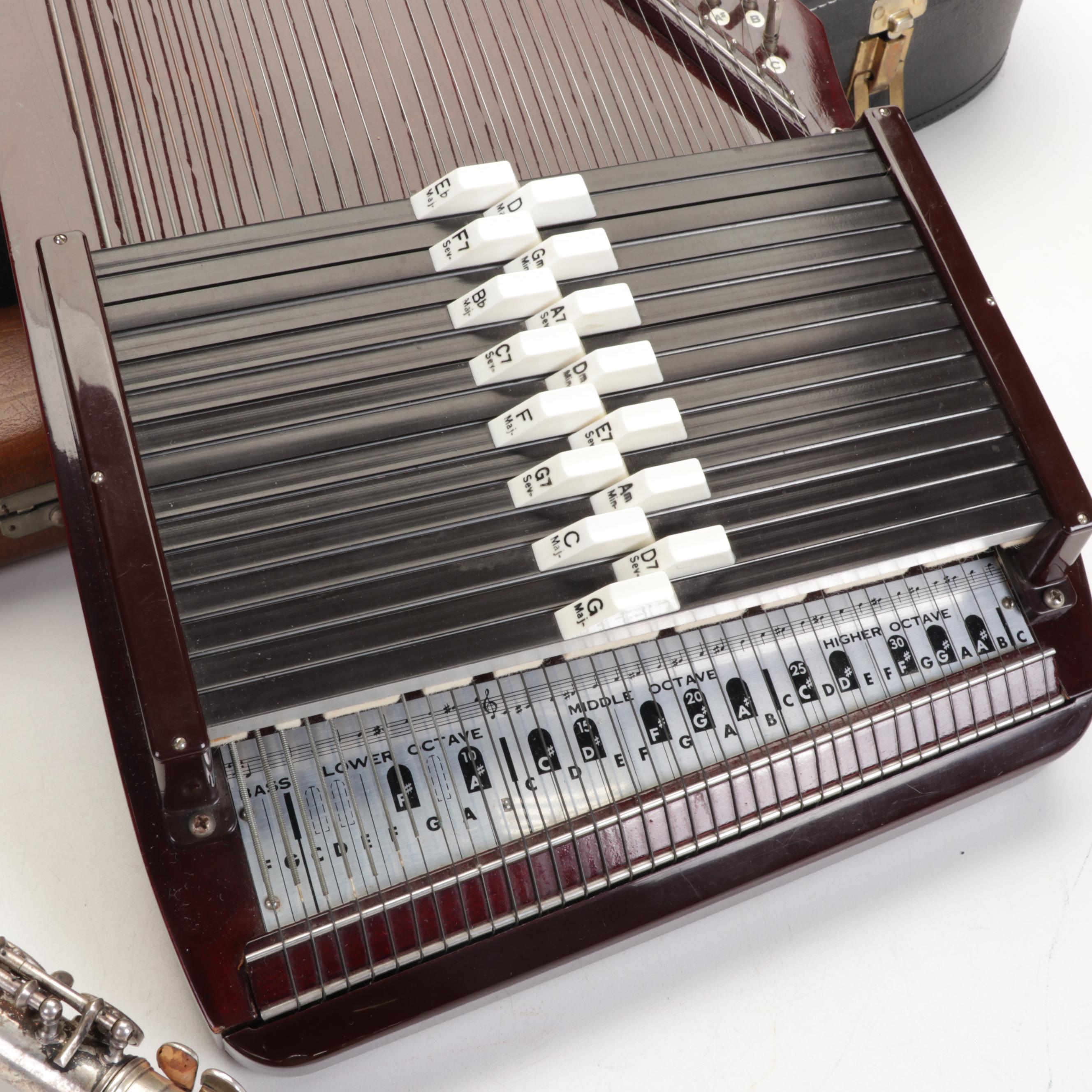 W.T. Armstrong Flute and 36String Sekova Chromaharp Autoharp With