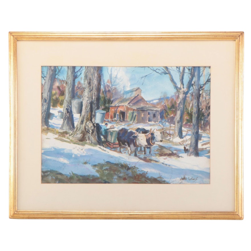 John Whorf Winter Landscape Watercolor Painting