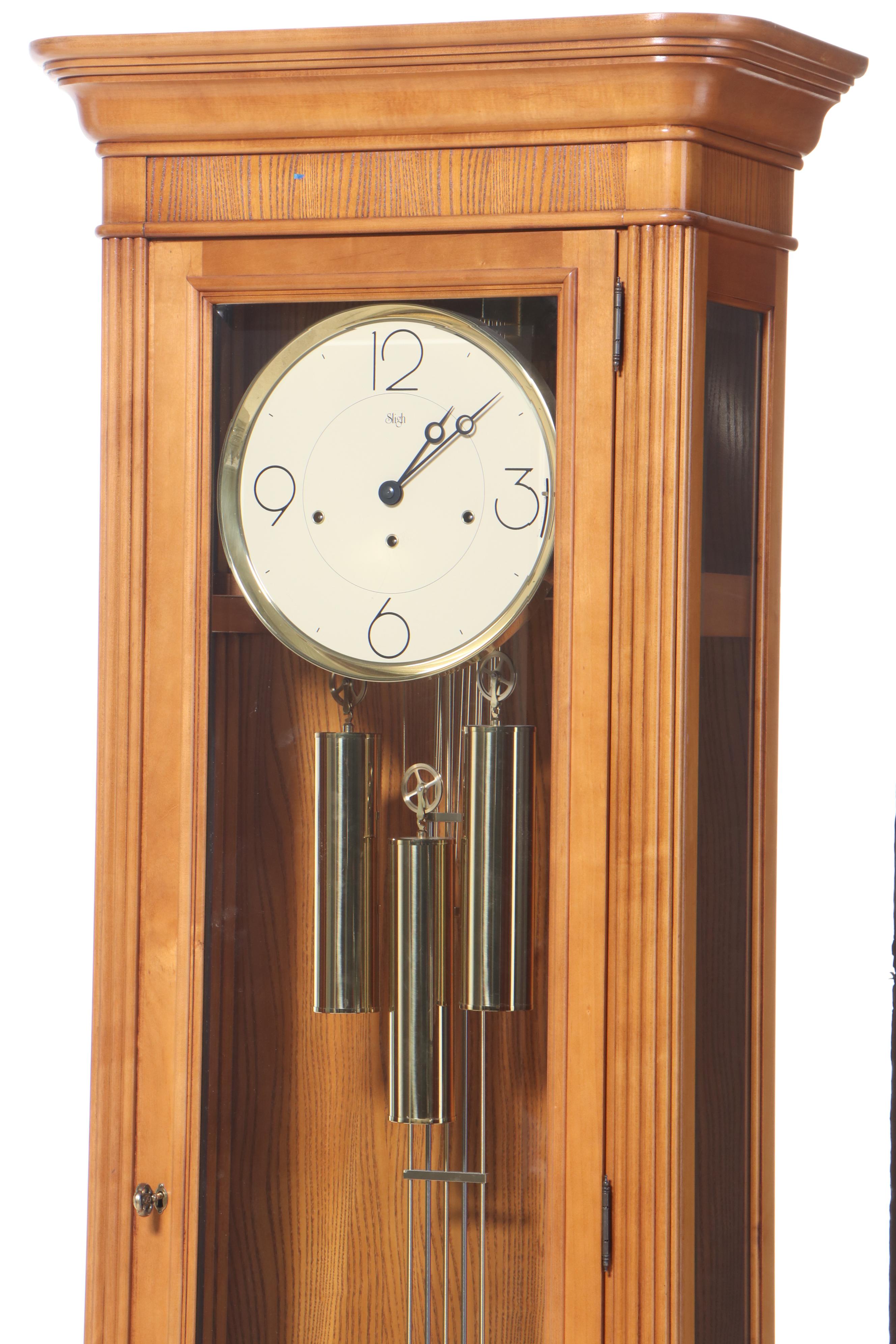 Sligh Contemporary Style Oak Grandfather Clock, Late 20th Century EBTH