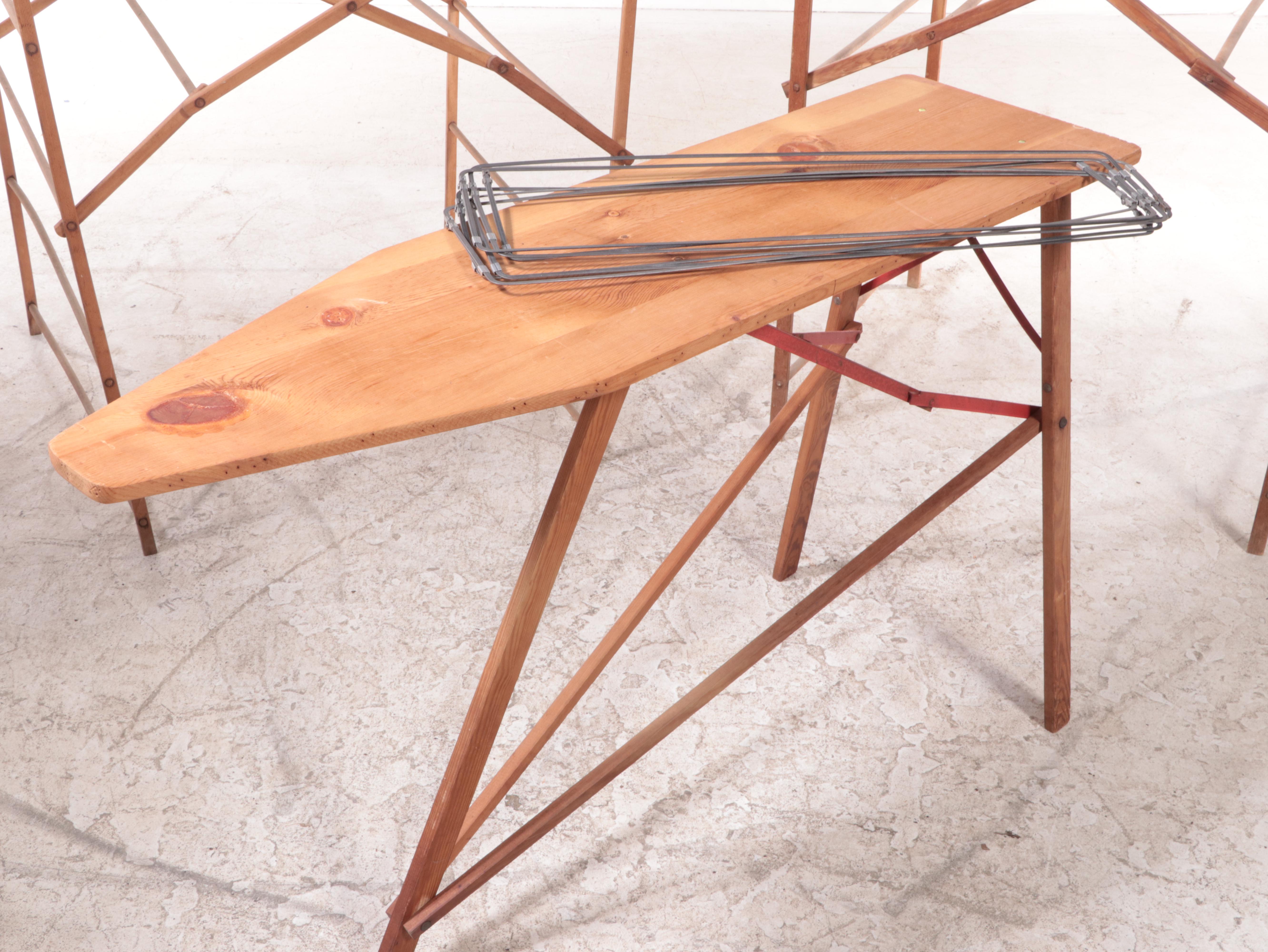 Plymouth Pine Ironing Board with Trouser Stretchers and Drying Racks EBTH