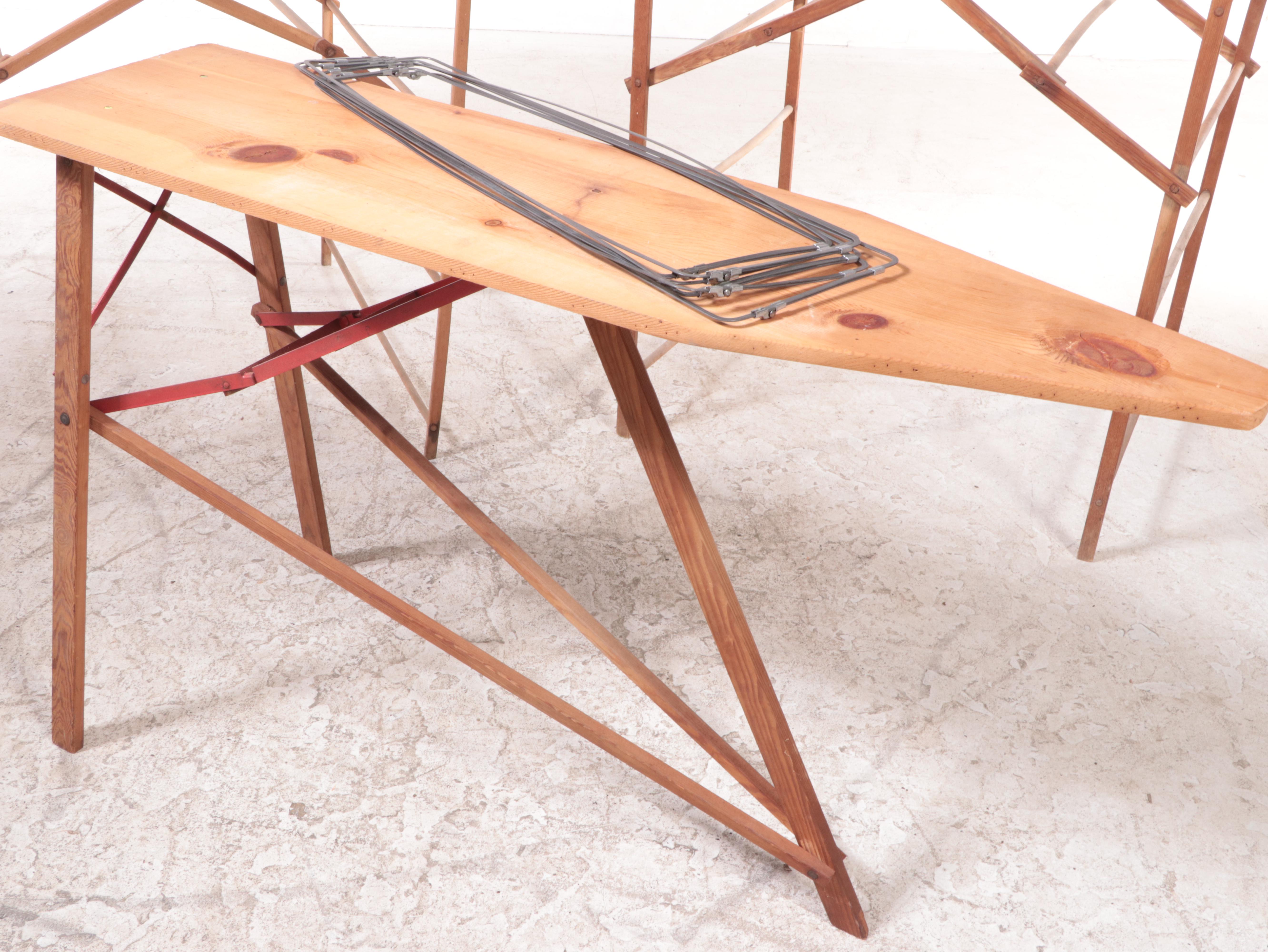 Plymouth Pine Ironing Board with Trouser Stretchers and Drying Racks EBTH
