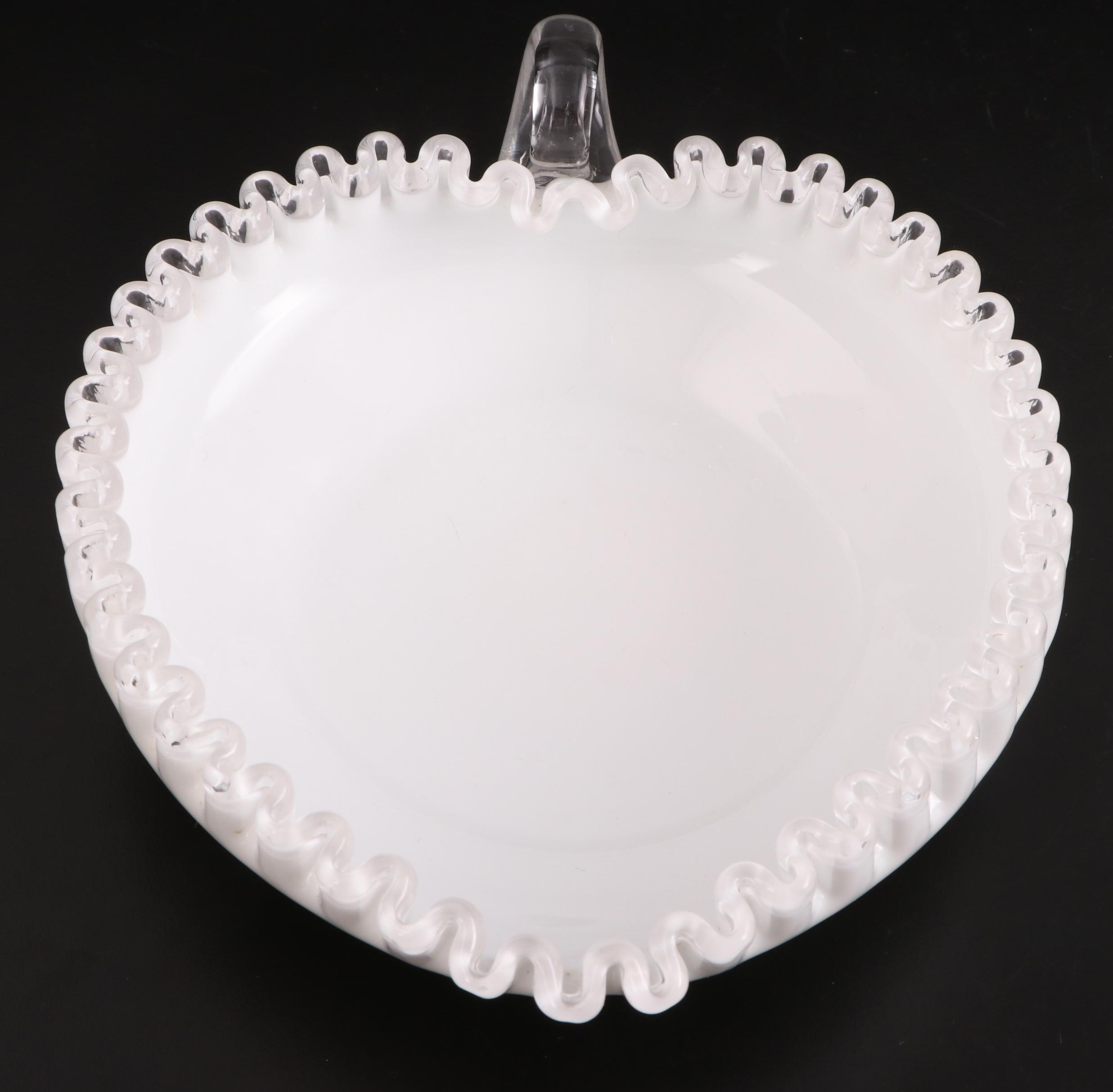 Fenton "Silver Crest" Milk Glass Cake Stand, Tiered Server and Relish