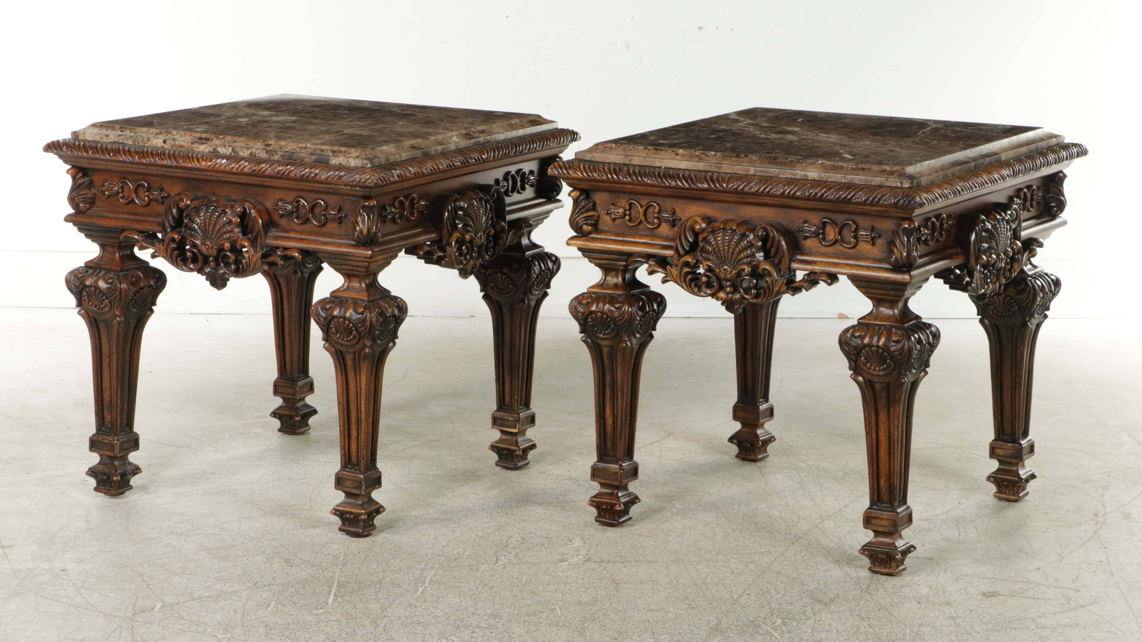 Pair of Ashley Furniture "Casa Mollino" Marble Top Side Tables EBTH