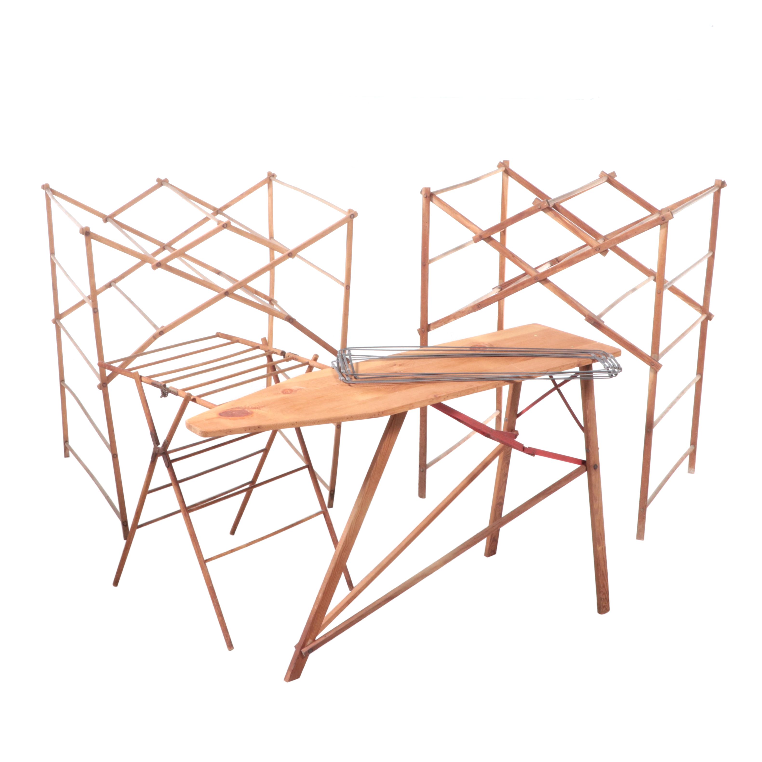 Plymouth Pine Ironing Board with Trouser Stretchers and Drying Racks EBTH