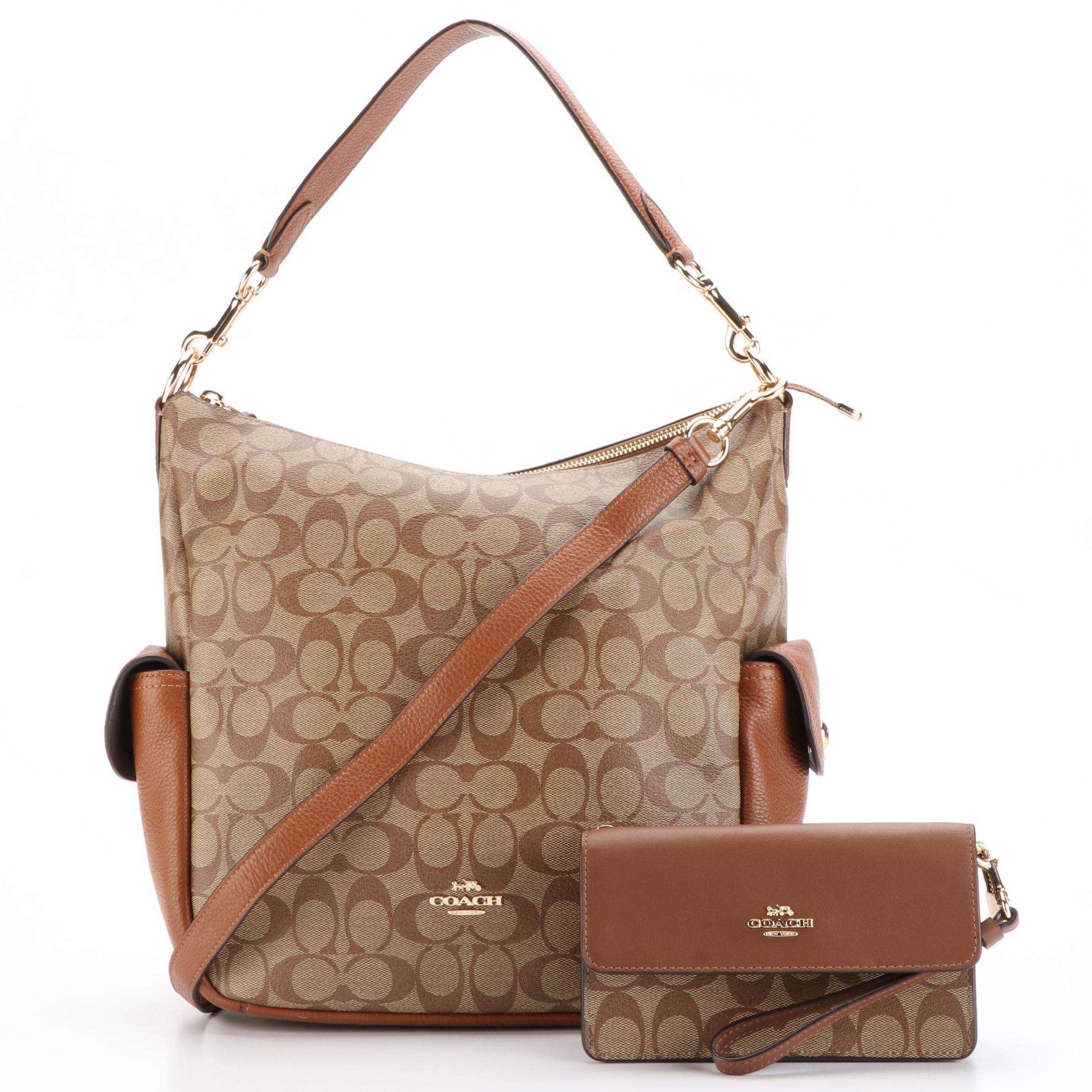 Coach Pennie Shoulder Bag and Wristlet in Signature Coated Canvas and Leather EBTH