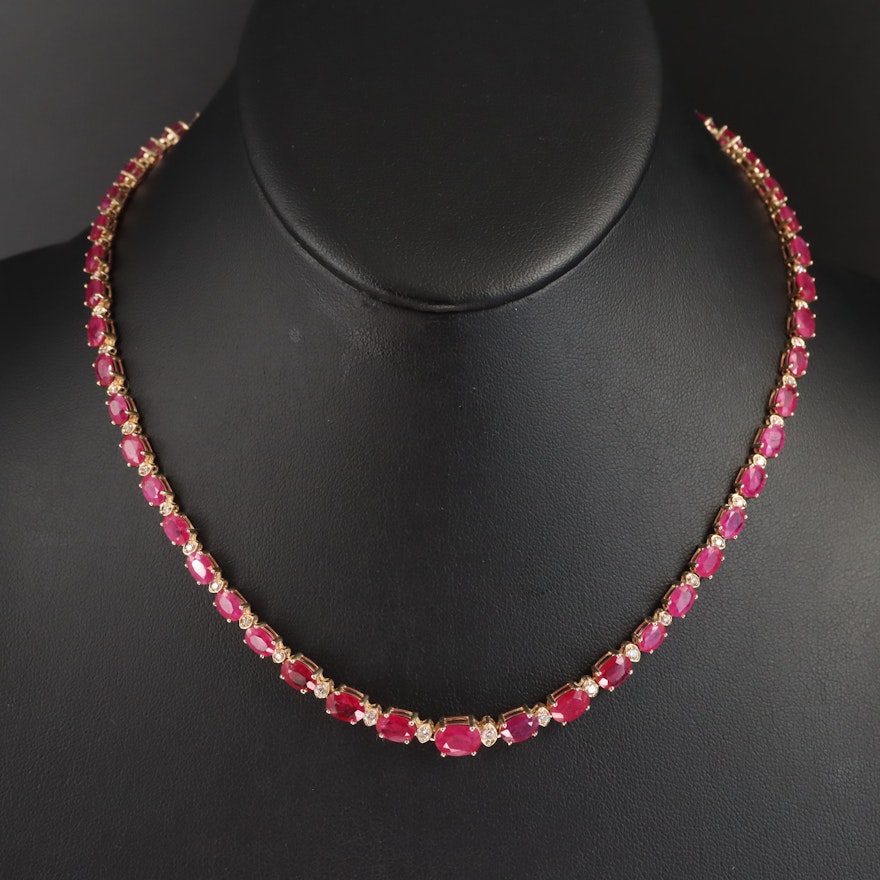 14K 33.95 CTW Ruby and Diamond Necklace