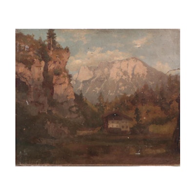 Tyrollean Landscape Oil Painting, Early 20th Century