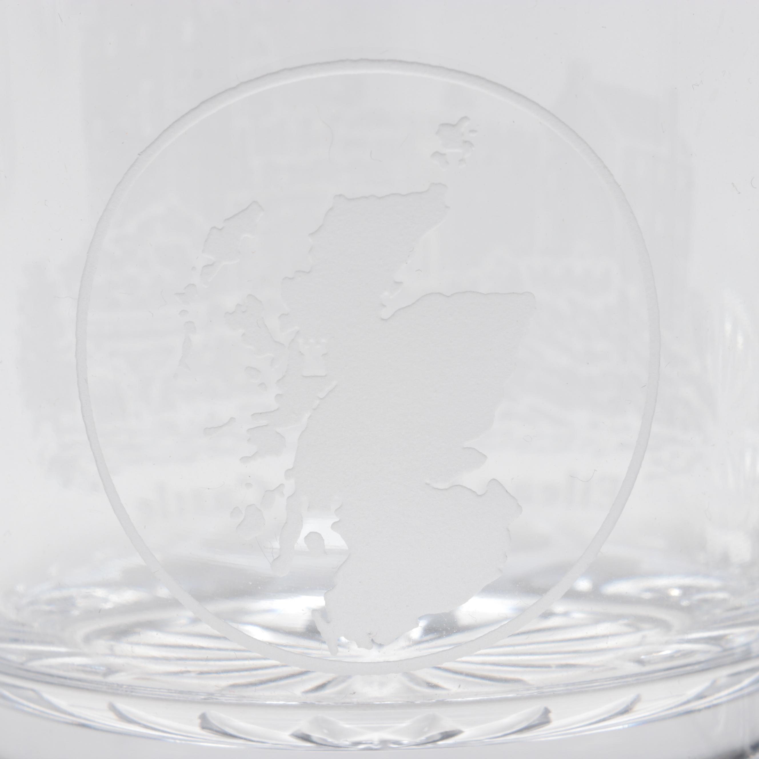 Edinburgh Crystal Double Old Fashioned Etched Scottish Castles, 20th C EBTH