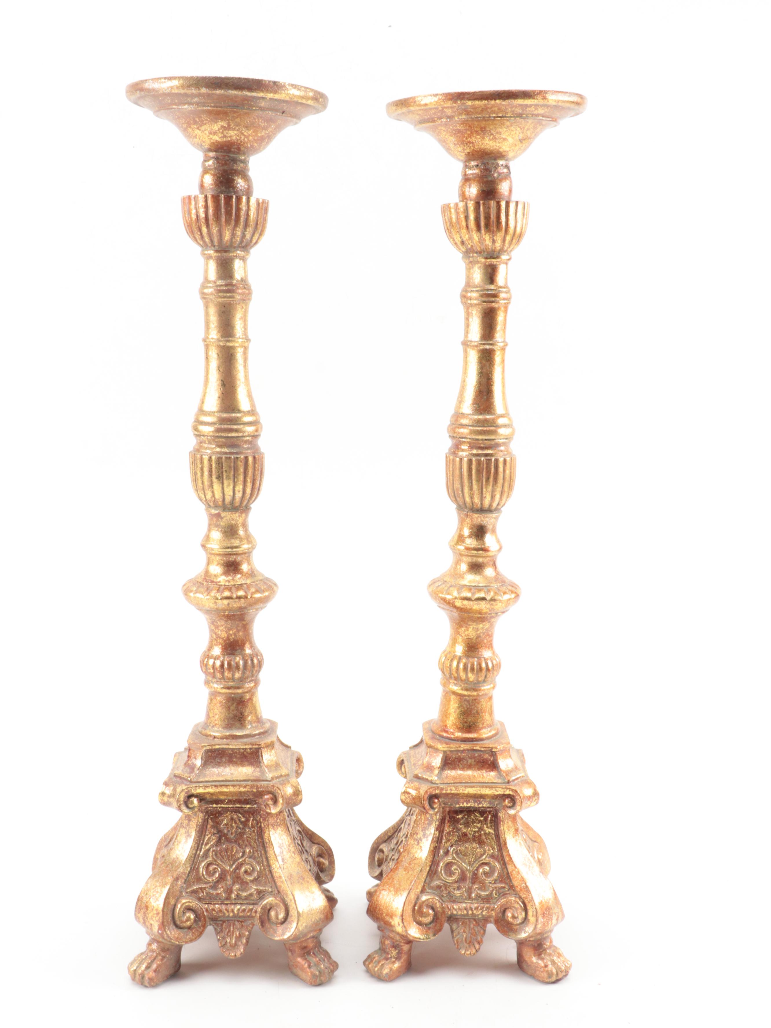 Gold Finish Resin Candlesticks, Bookends, Wastebasket and More Décor EBTH