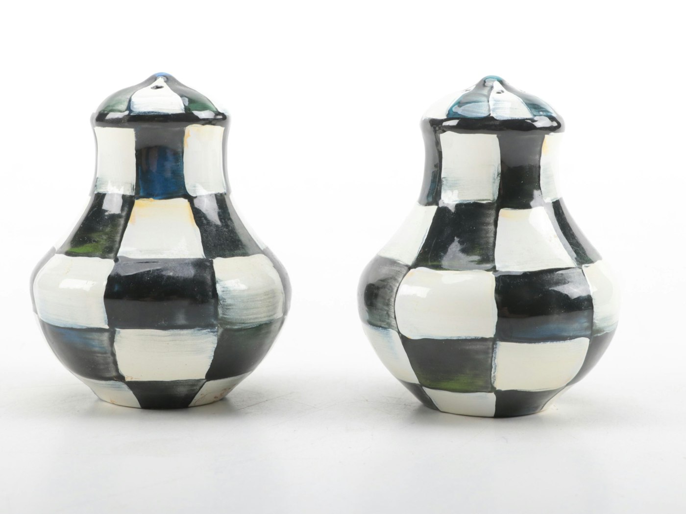 MacKenzie Childs quot Courtly Check quot Enamel Canisters with Salt and Pepper MacKenzie Childs quot Courtly Check quot Enamel Canisters with Salt and Pepper