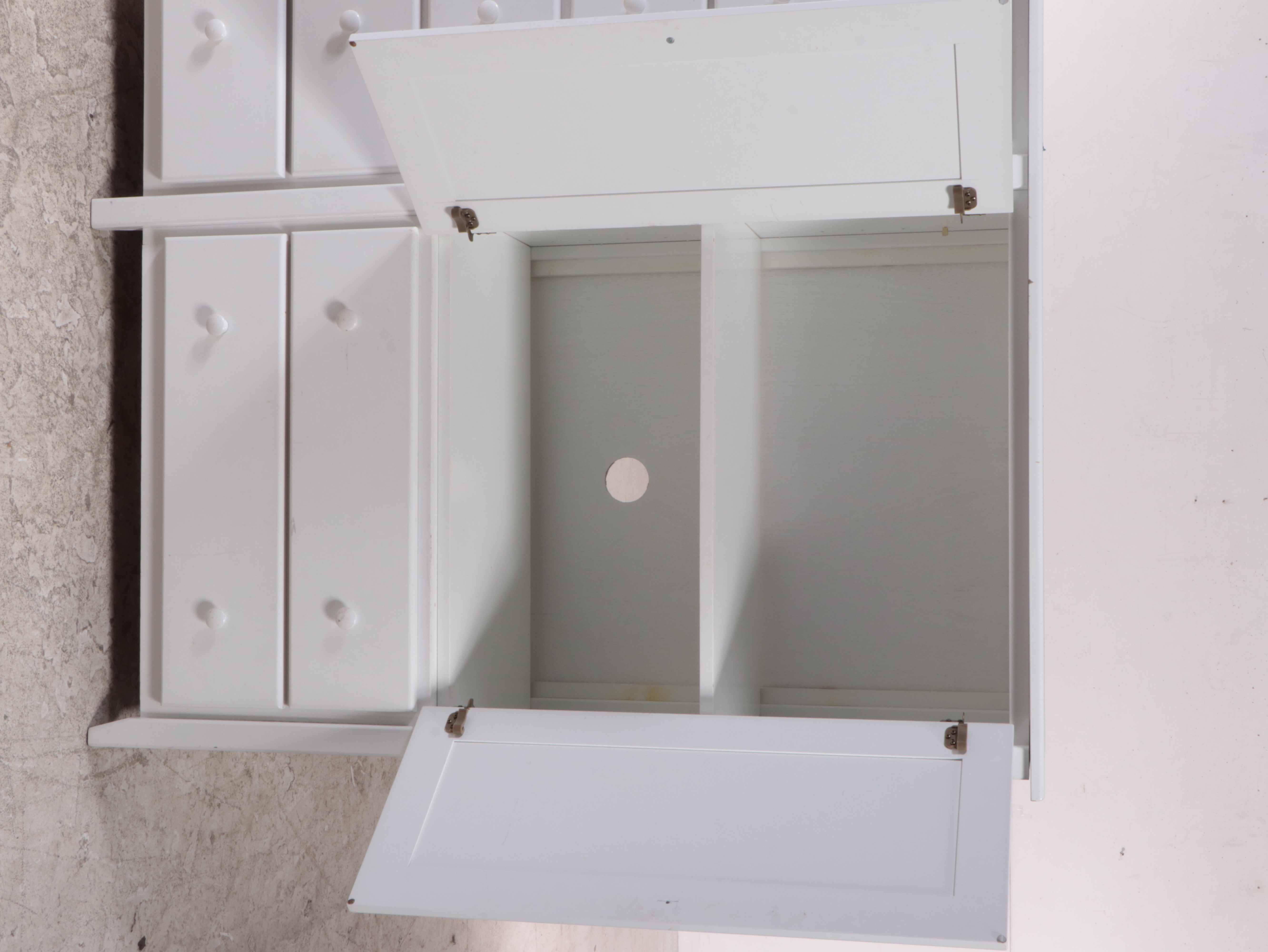 Woodcraft Industries White Painted EightDrawer Media Armoire, Late