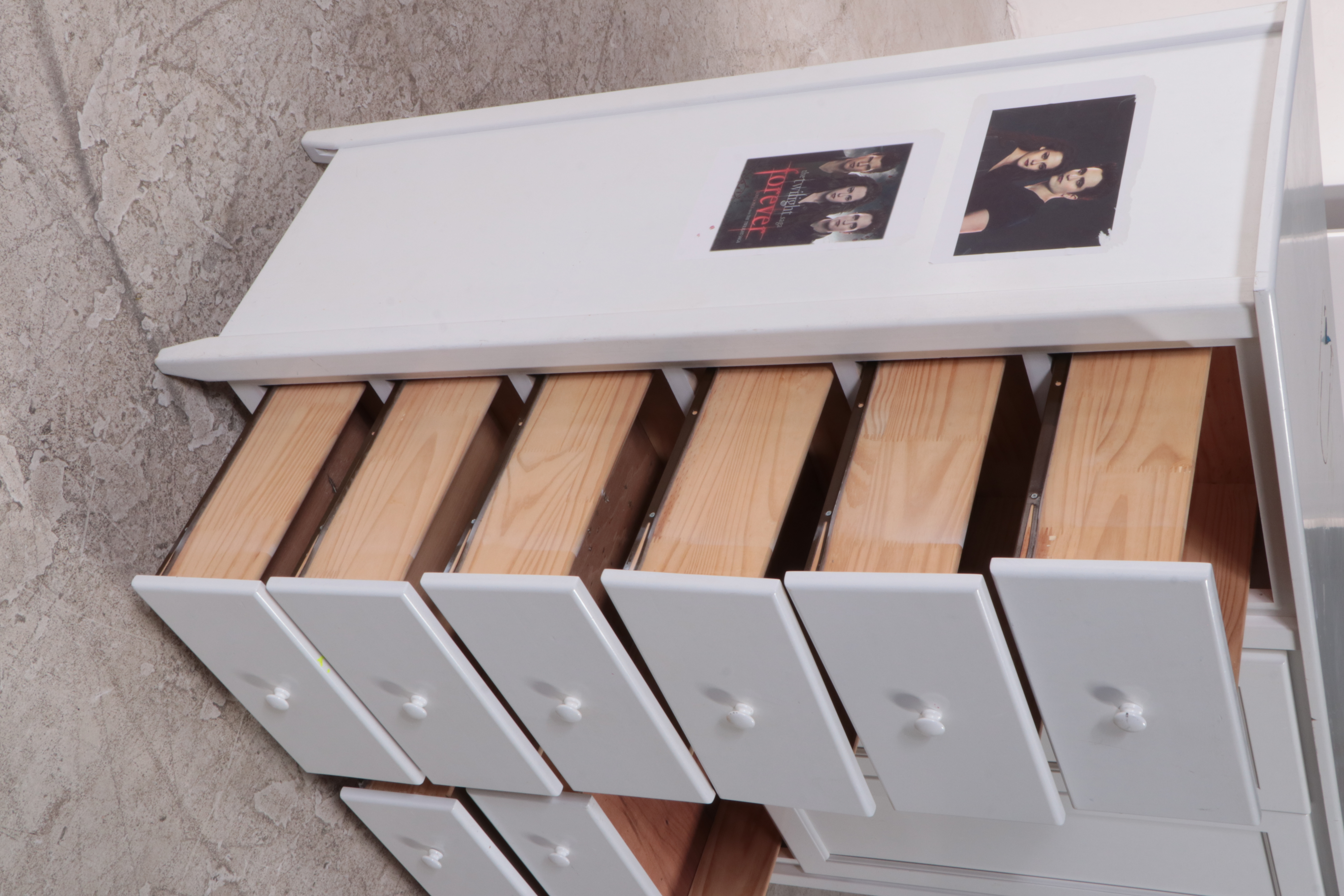 Woodcraft Industries White Painted EightDrawer Media Armoire, Late