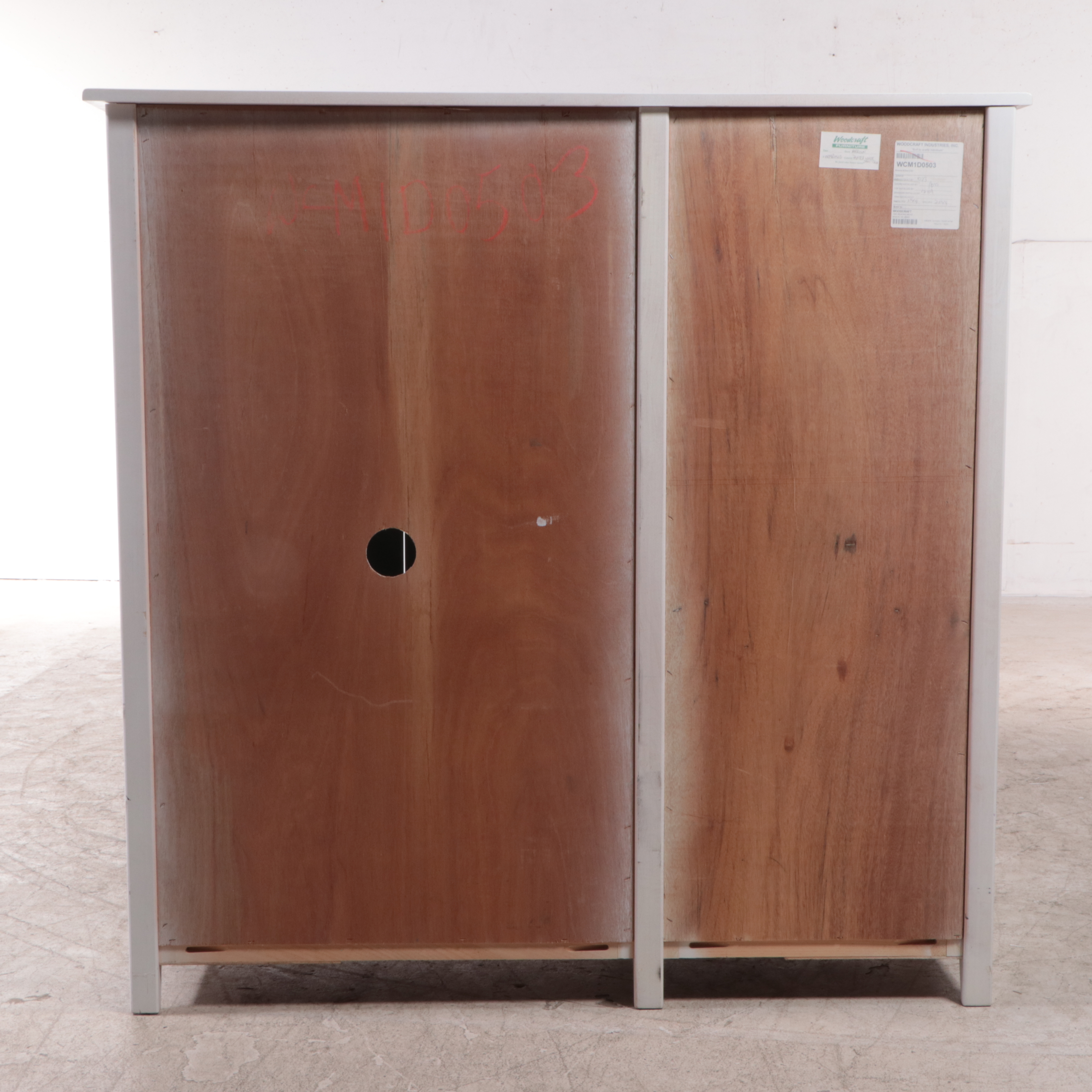 Woodcraft Industries White Painted EightDrawer Media Armoire, Late