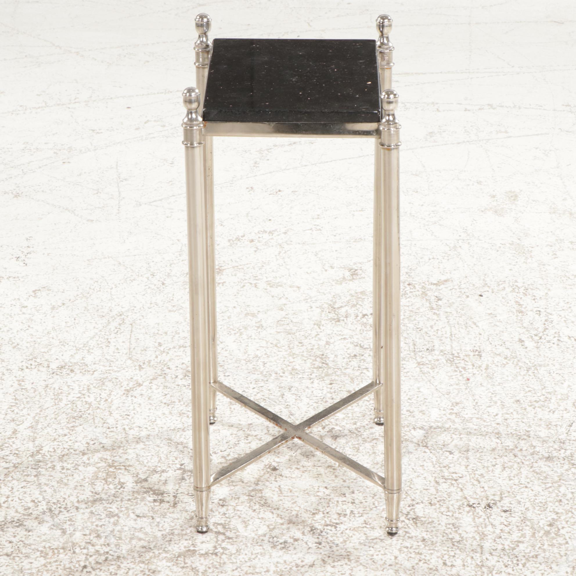 Plated Brass and Black Granite Top Side Table EBTH