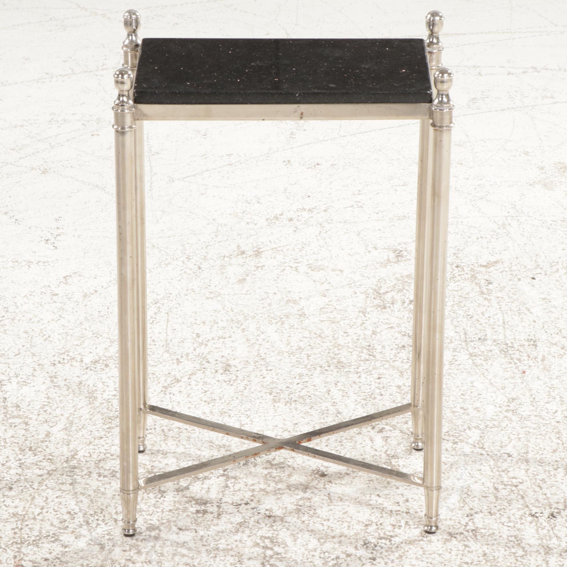 Plated Brass and Black Granite Top Side Table EBTH