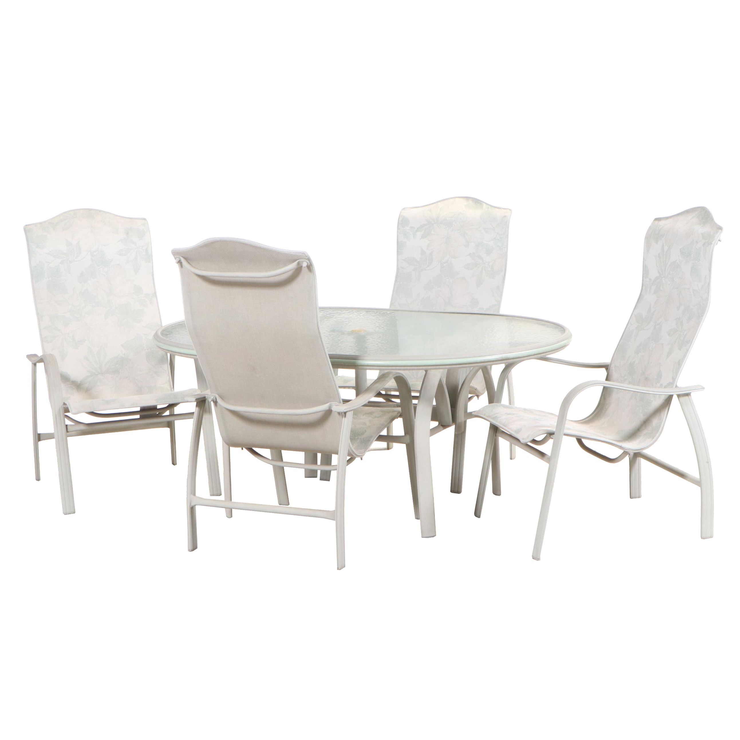 FivePiece Homecrest Aluminum and Glass Top Patio Dining Set EBTH