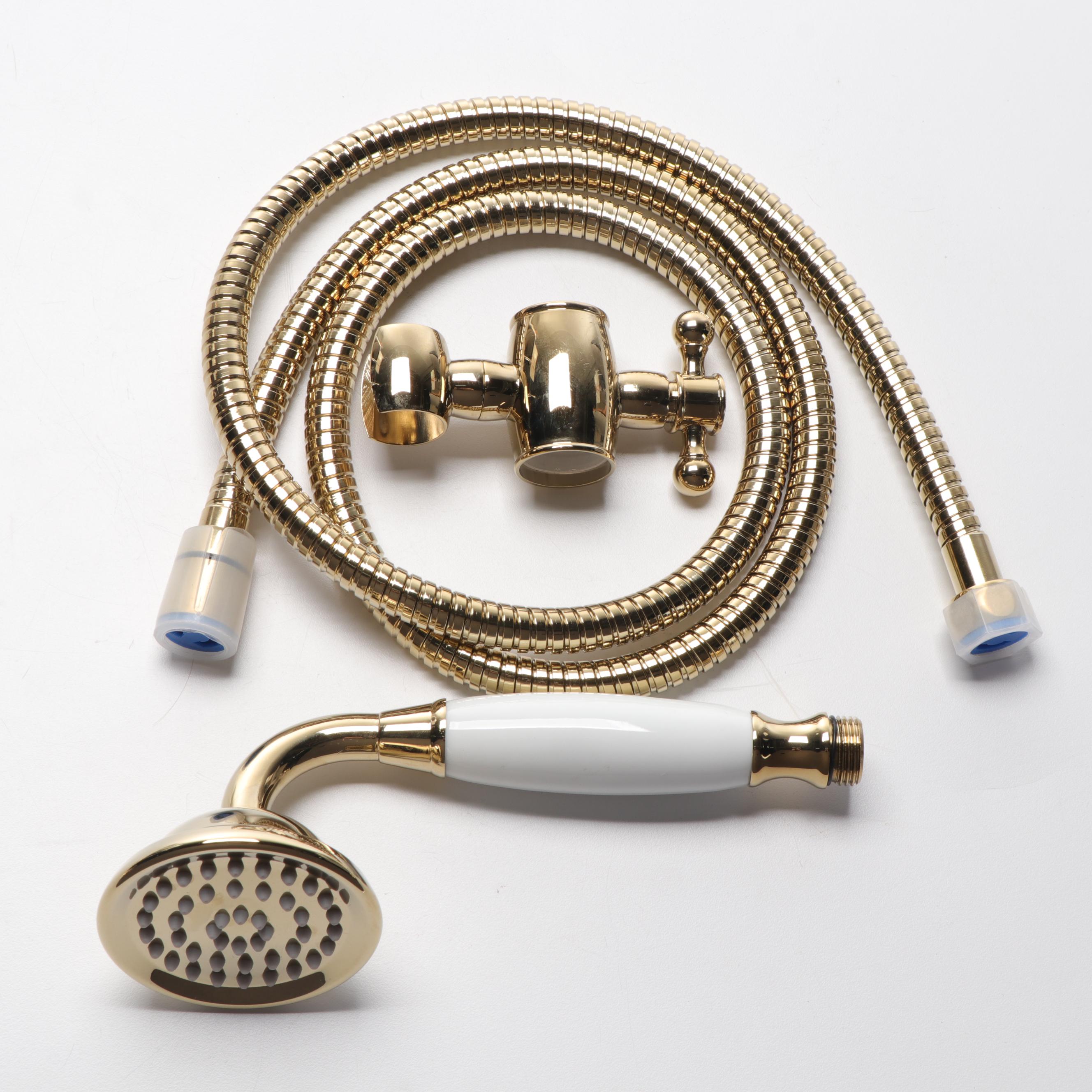 Polished Brass Finish Exposed Pipe Shower and Tub Faucet EBTH