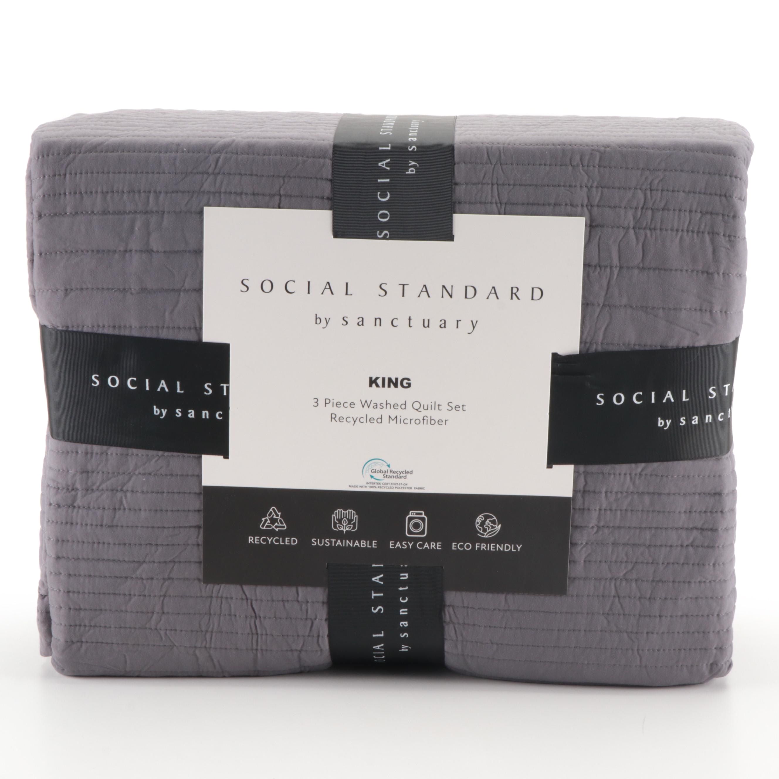 Social Standard by Sanctuary Recycled Polyester King Quilt Set in Dark