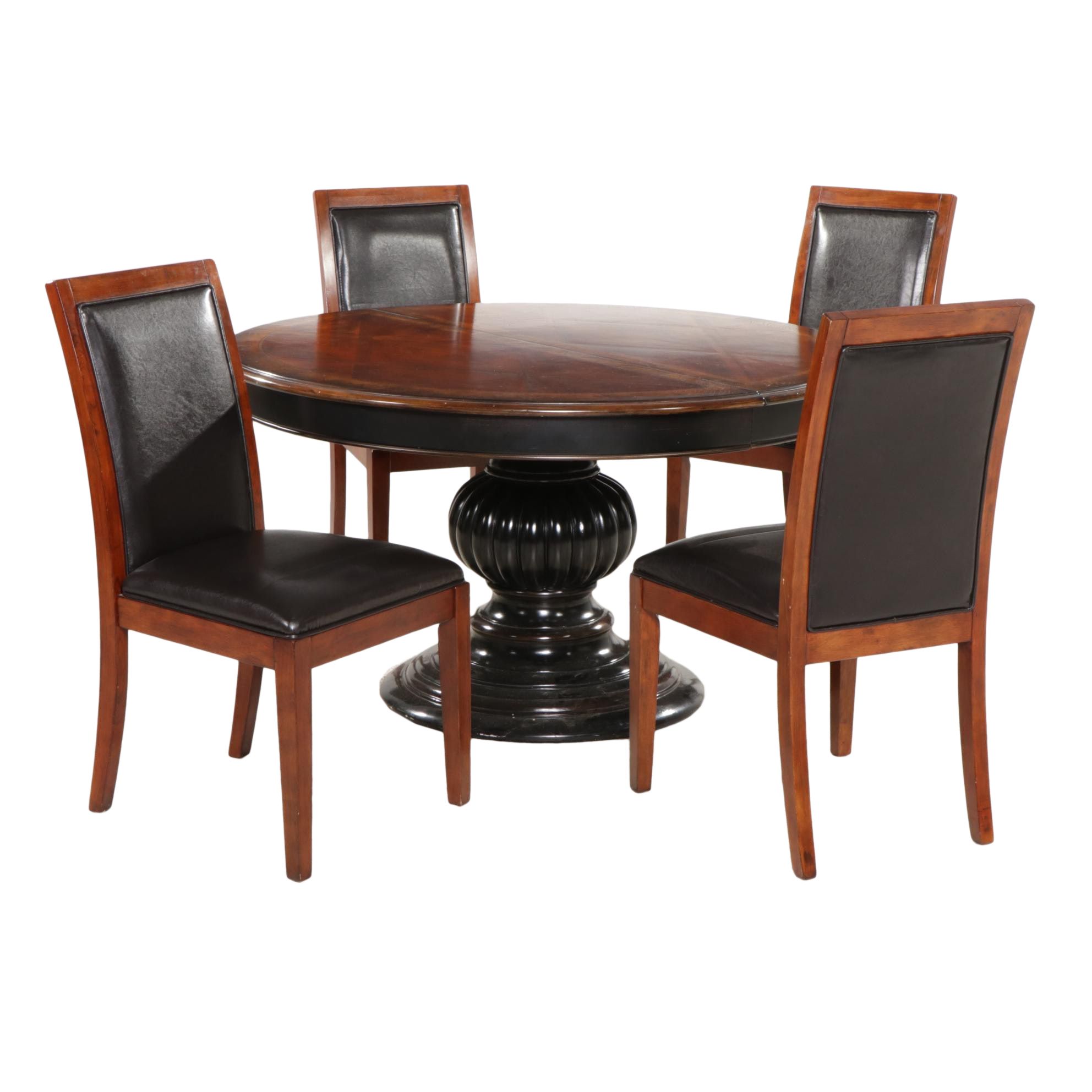 Mediterranean Style Pedestal Dining Table and Four Chairs EBTH