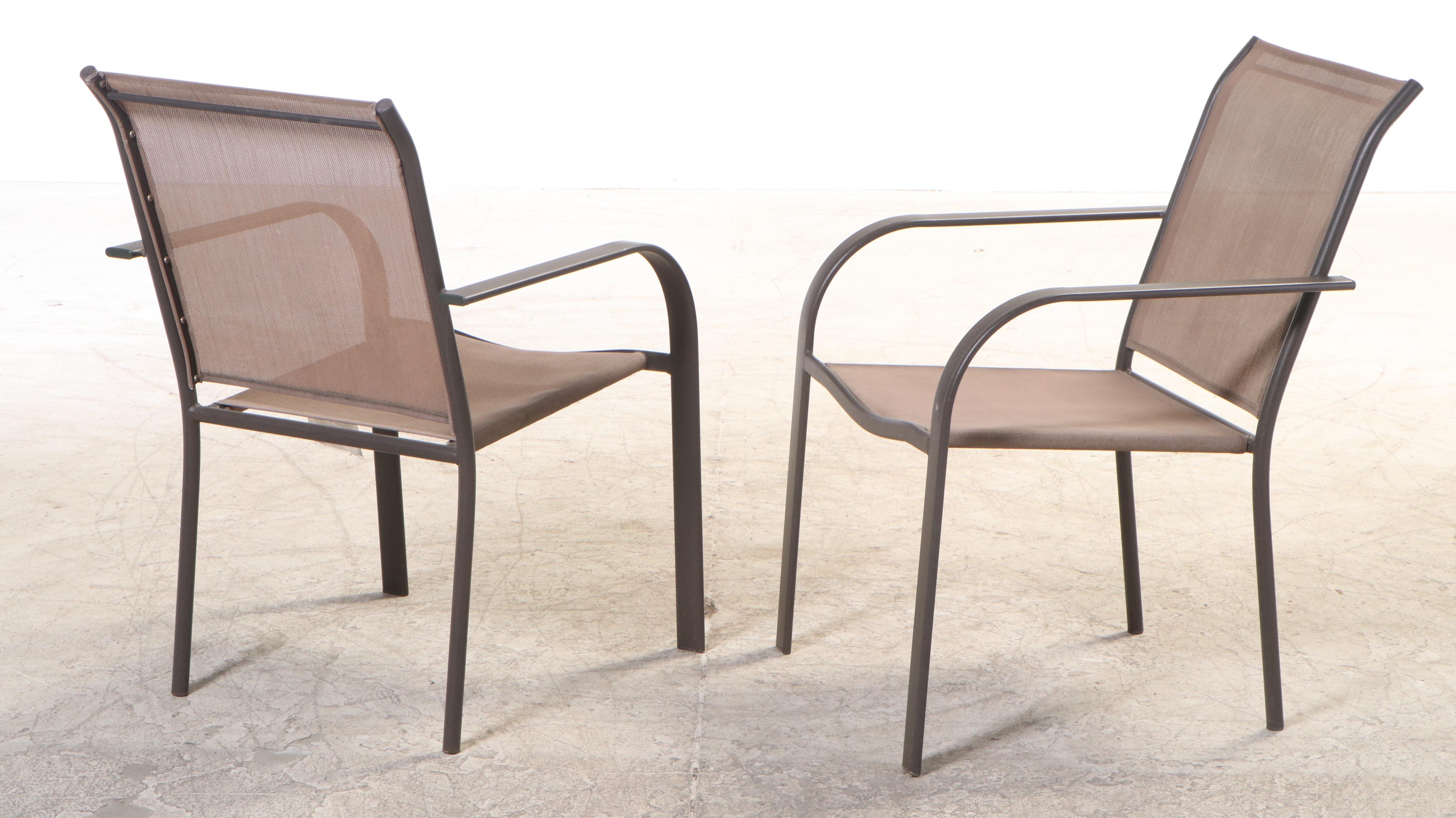 Three PowderCoated Aluminum Patio Armchairs and Three Side Tables EBTH