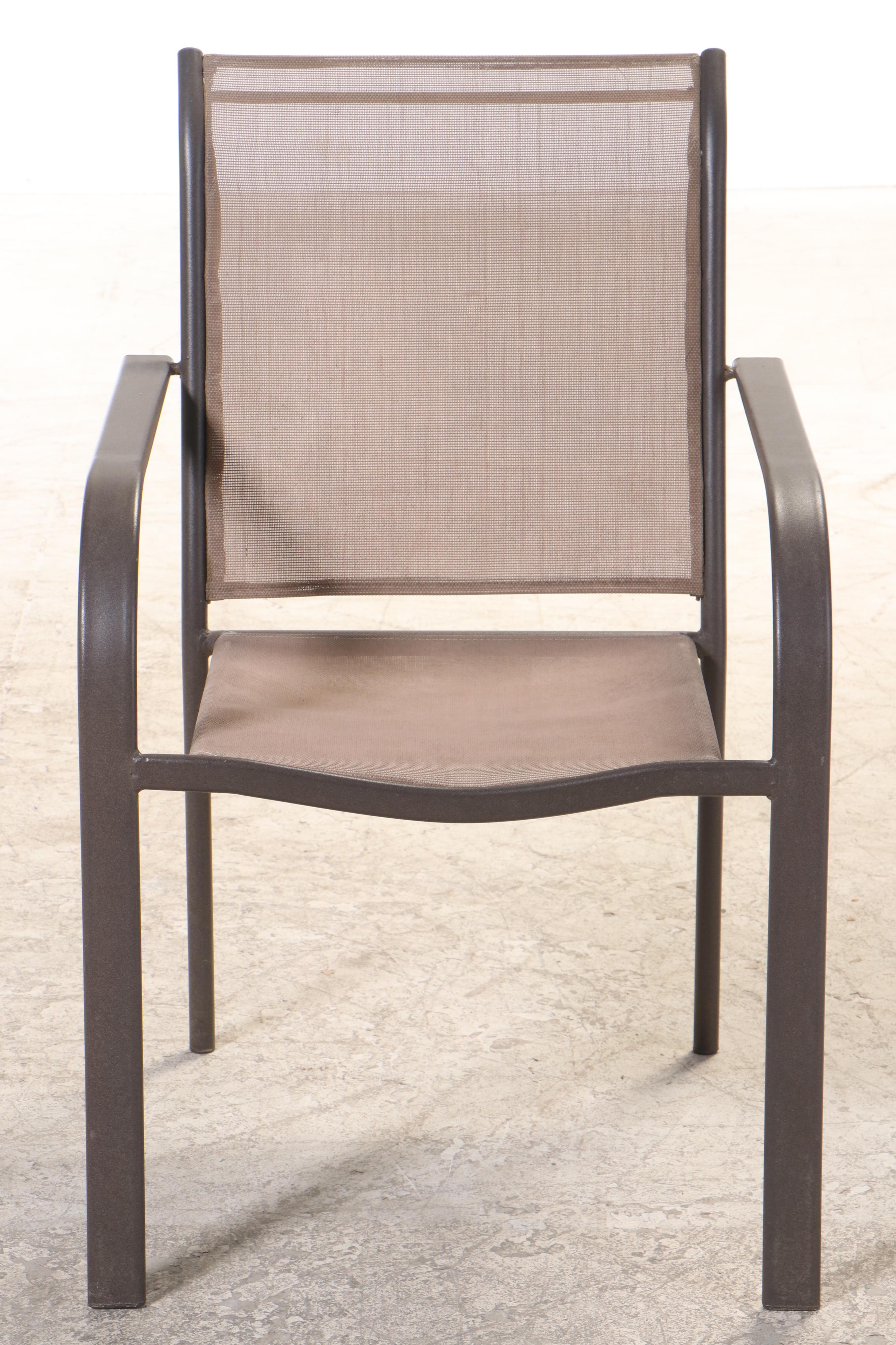 Three PowderCoated Aluminum Patio Armchairs and Three Side Tables EBTH