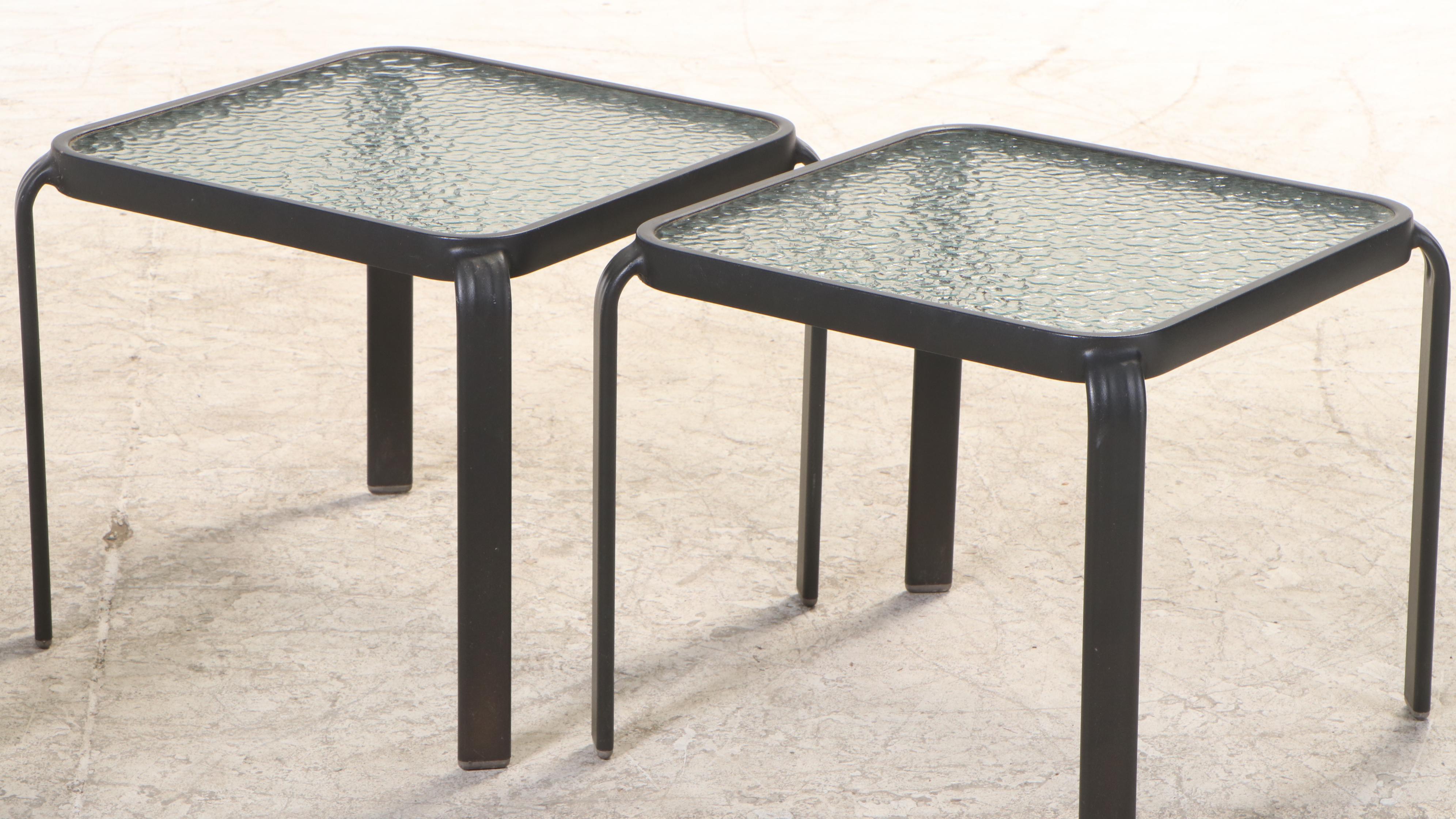 Three PowderCoated Aluminum Patio Armchairs and Three Side Tables EBTH