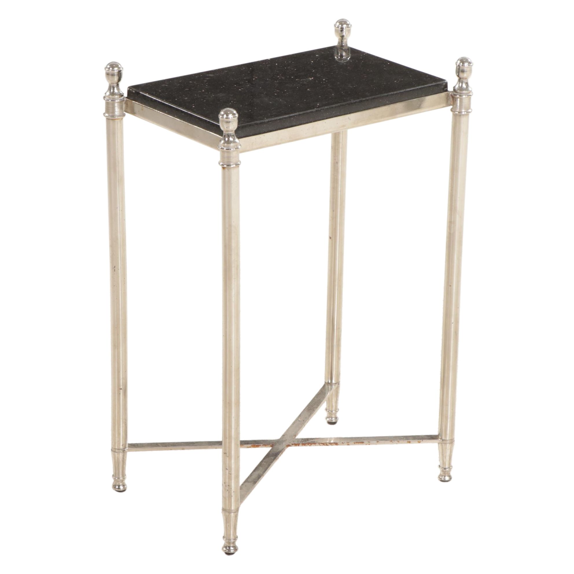 Plated Brass and Black Granite Top Side Table EBTH