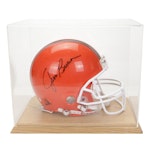 Cleveland Browns Jim Brown Signed Football Helmet, 1994 AFC Ticket and Nameplate