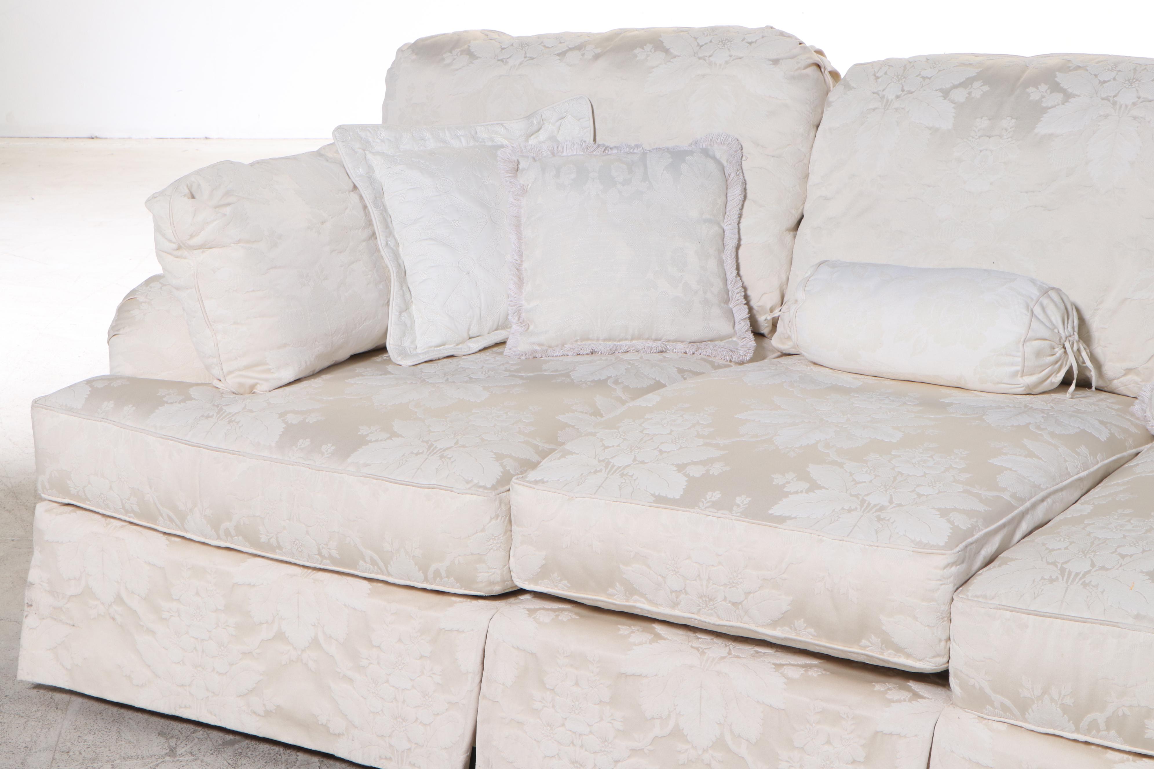 Harden Furniture Ivory Damask Upholstered ThreeSeat Sofa EBTH