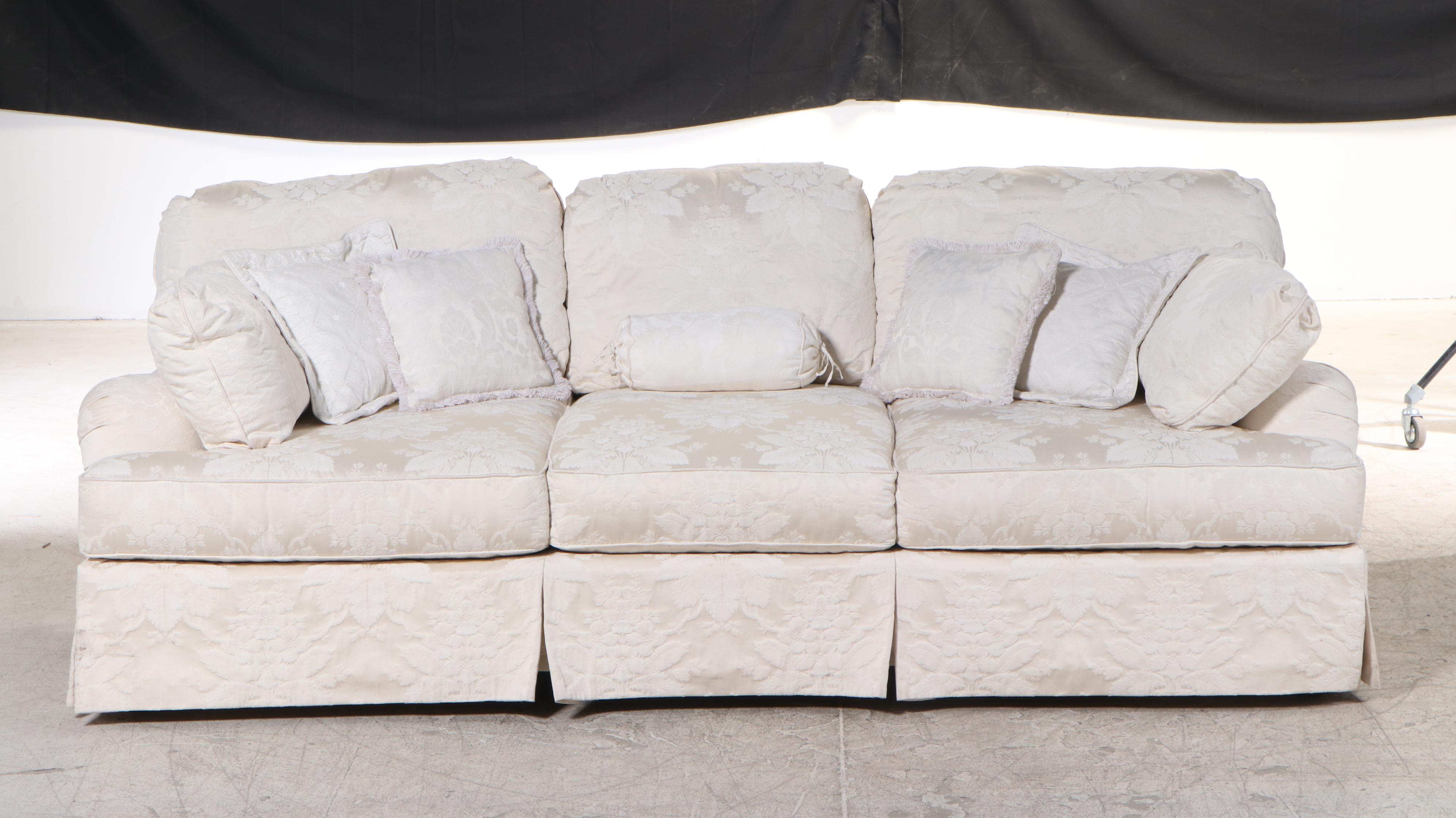 Harden Furniture Ivory Damask Upholstered ThreeSeat Sofa EBTH