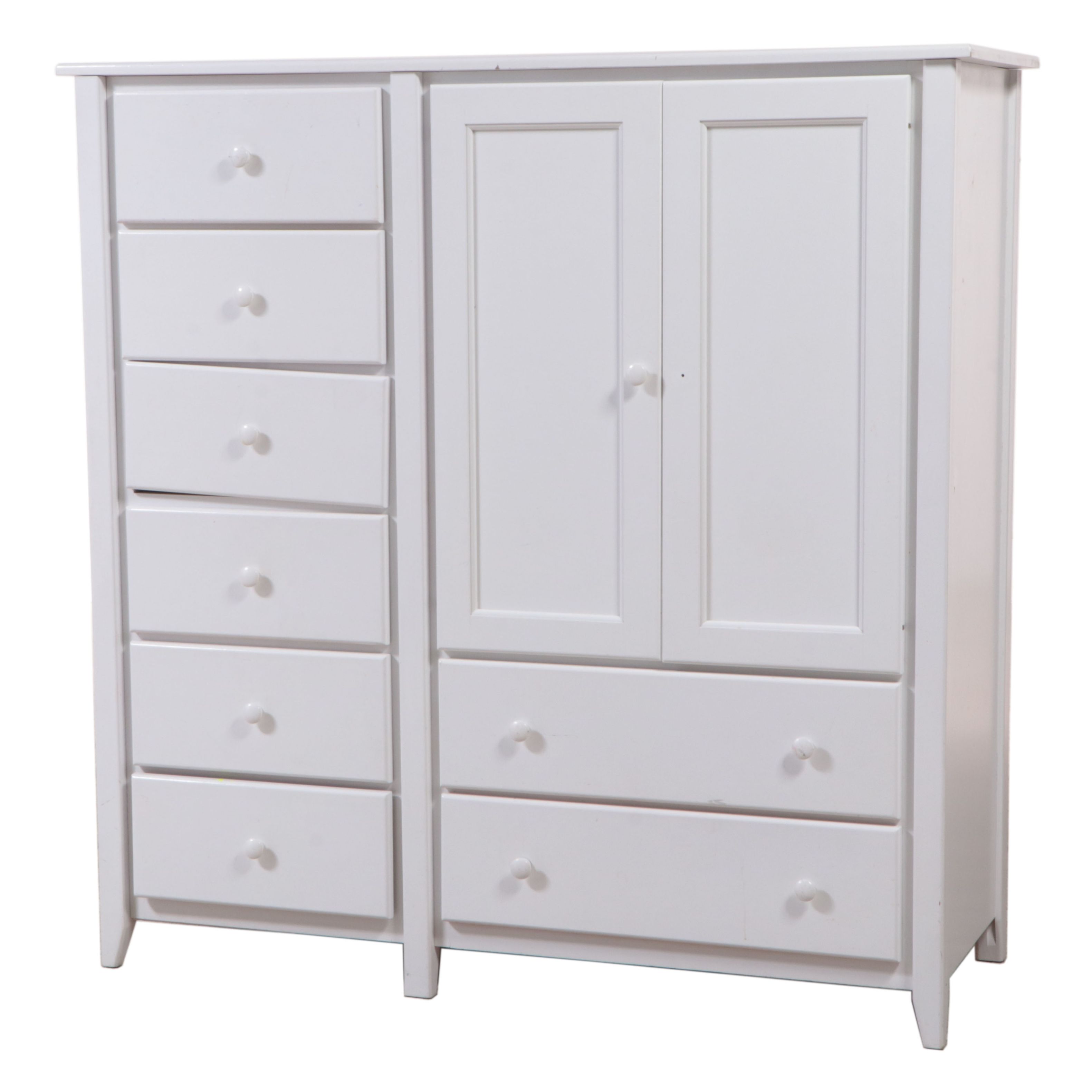 Woodcraft Industries White Painted EightDrawer Media Armoire, Late