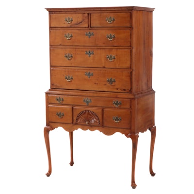 New England Queen Anne Maple Highboy, Mid to Late 18th Century
