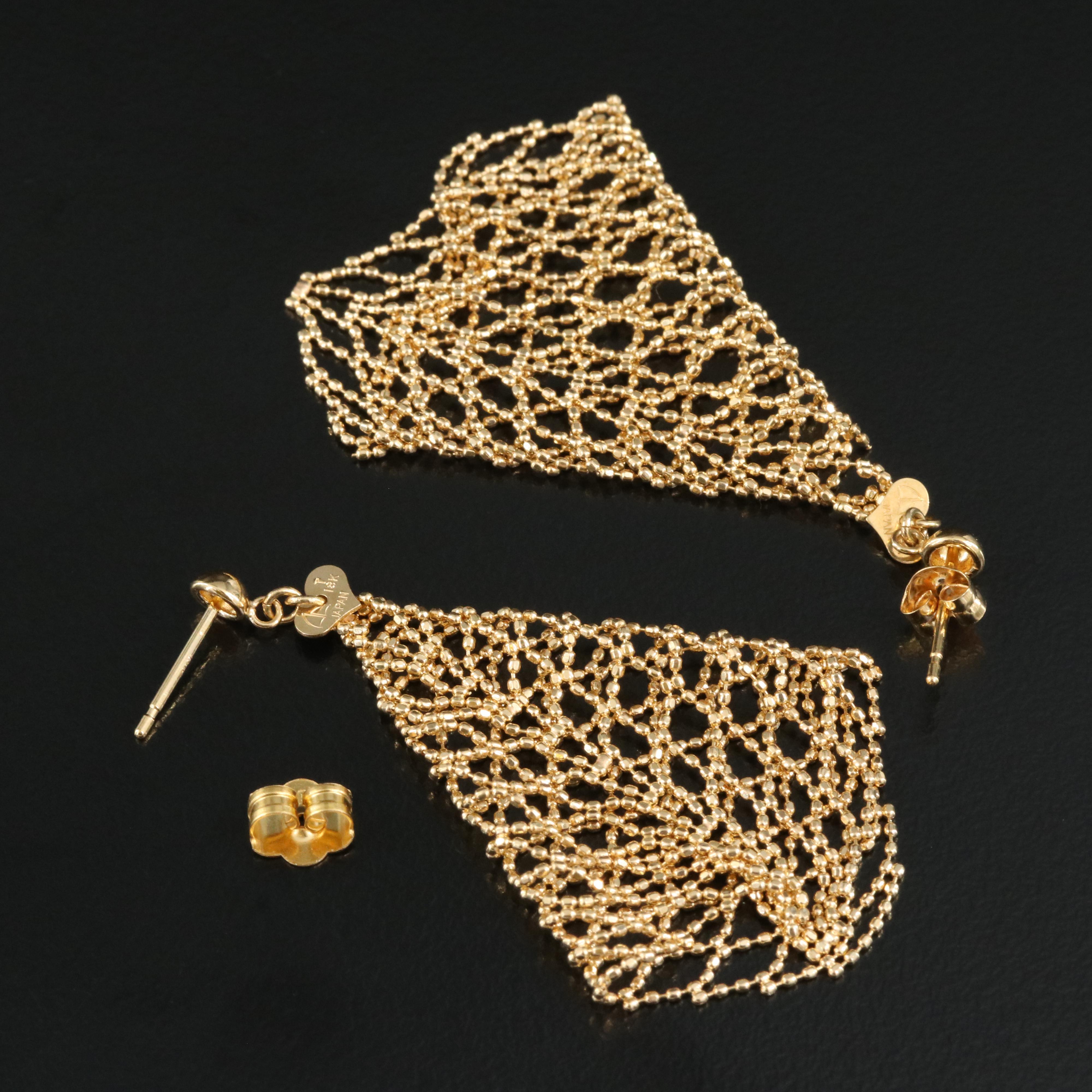 18K Woven Bead Chain Earrings EBTH