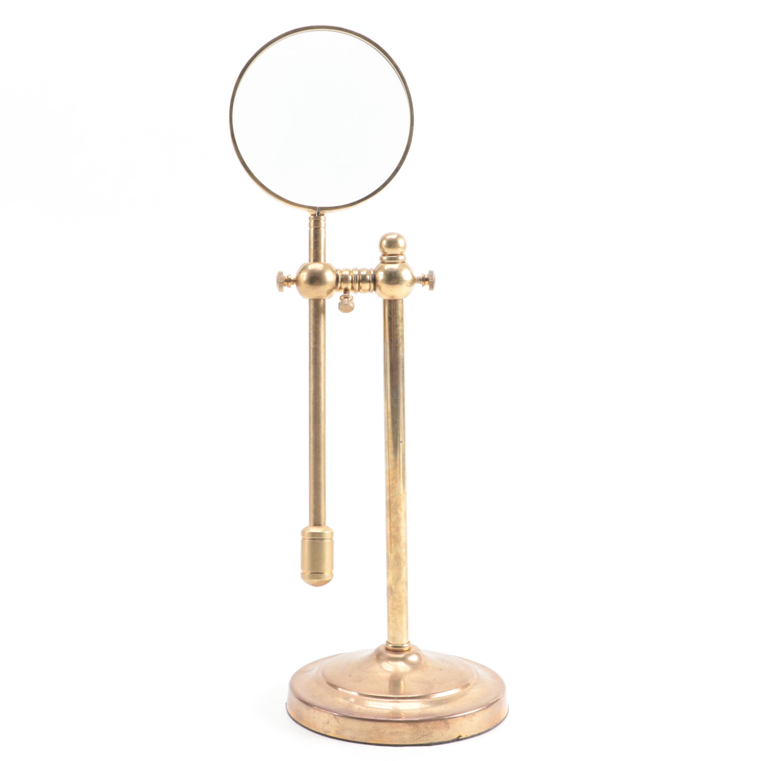 Adjustable Brass Tabletop Magnifying Glass with Other Magnifying Glass