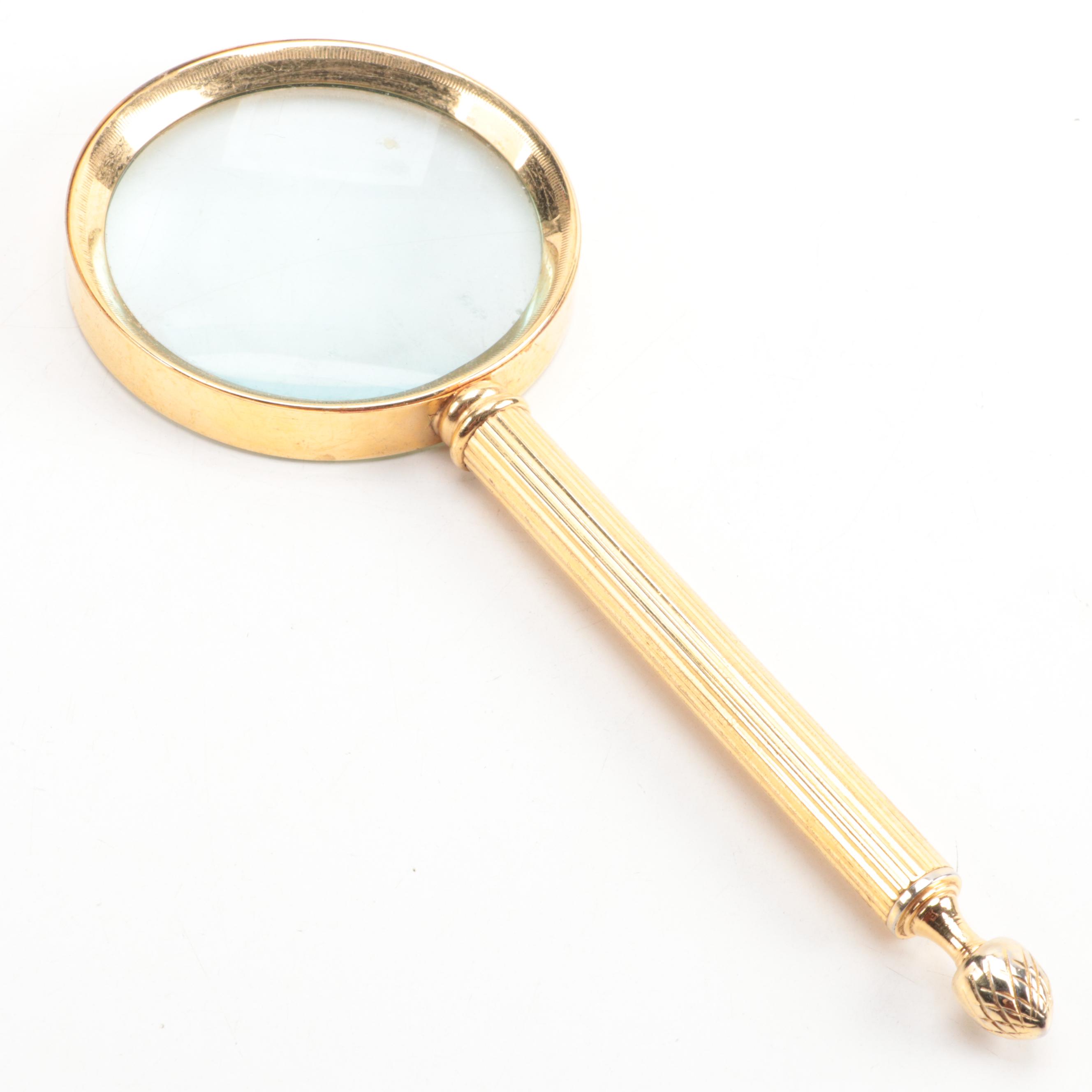 Adjustable Brass Tabletop Magnifying Glass with Other Magnifying Glass