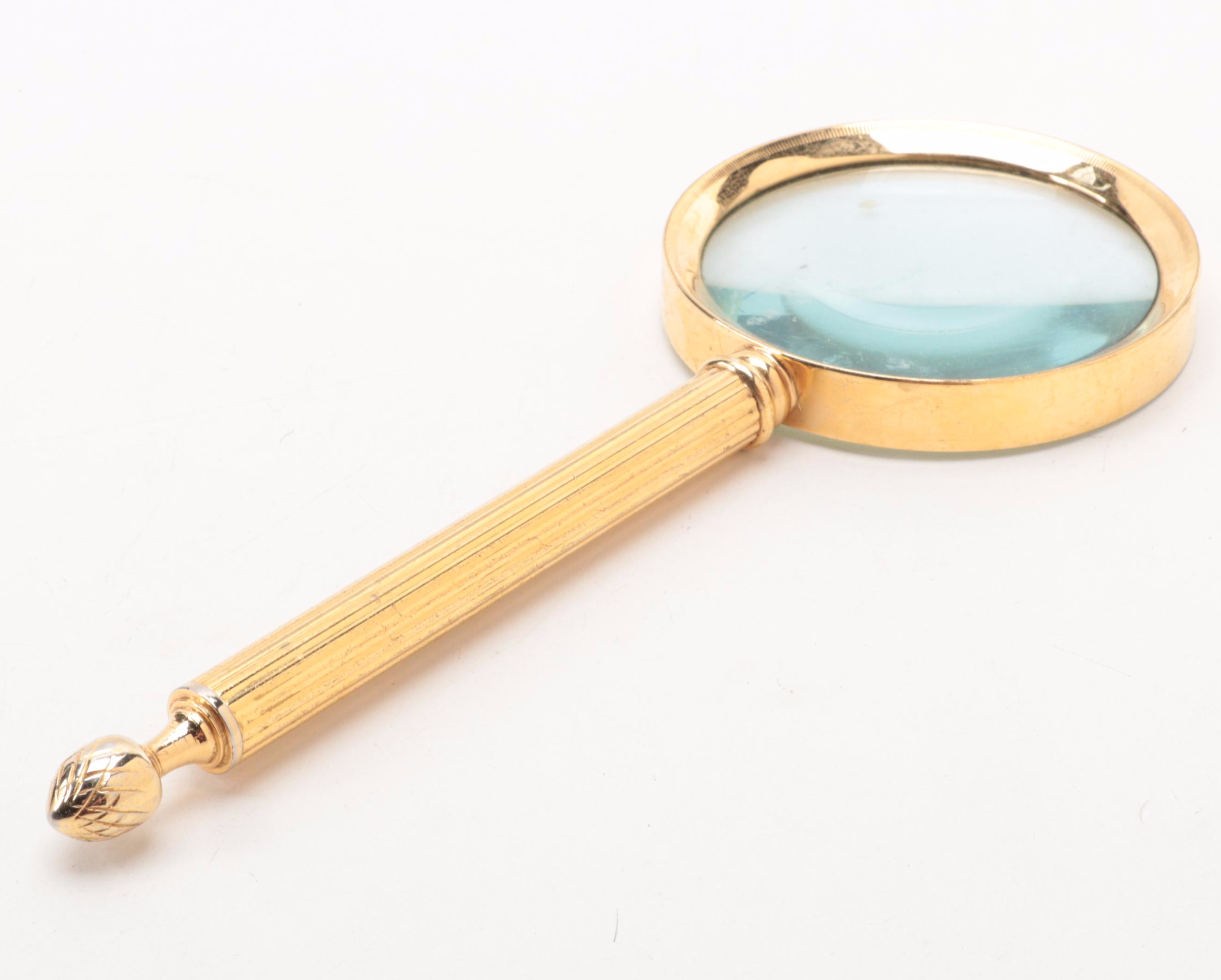 Adjustable Brass Tabletop Magnifying Glass with Other Magnifying Glass