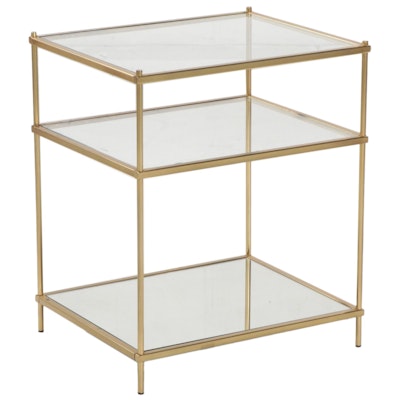 Brass and Glass Three-Tier Side Table, Late 20th to 21st Century