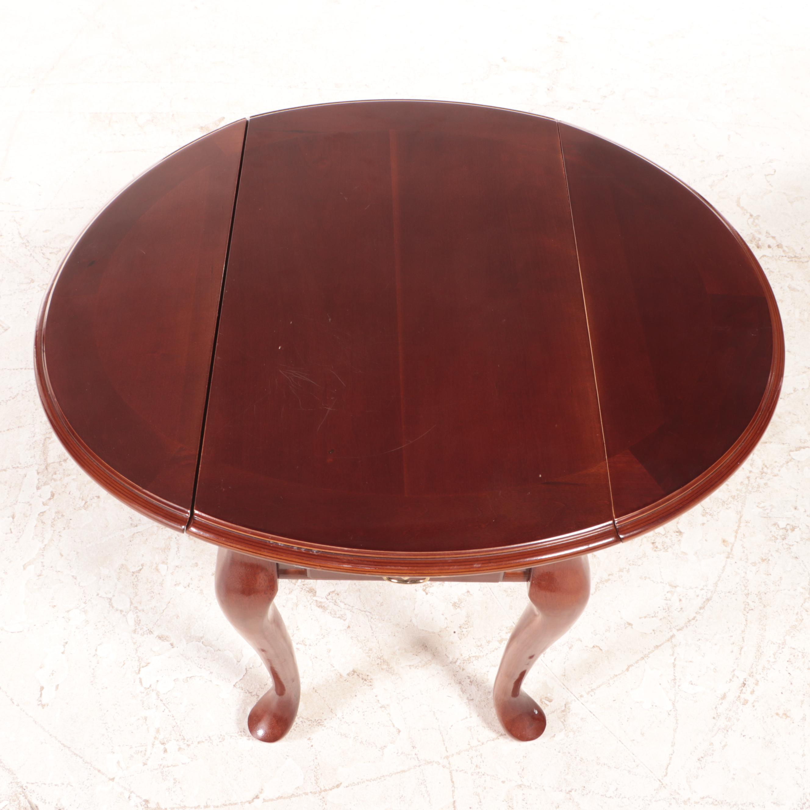 Queen Anne Style Cherry DropLeaf End Table EBTH