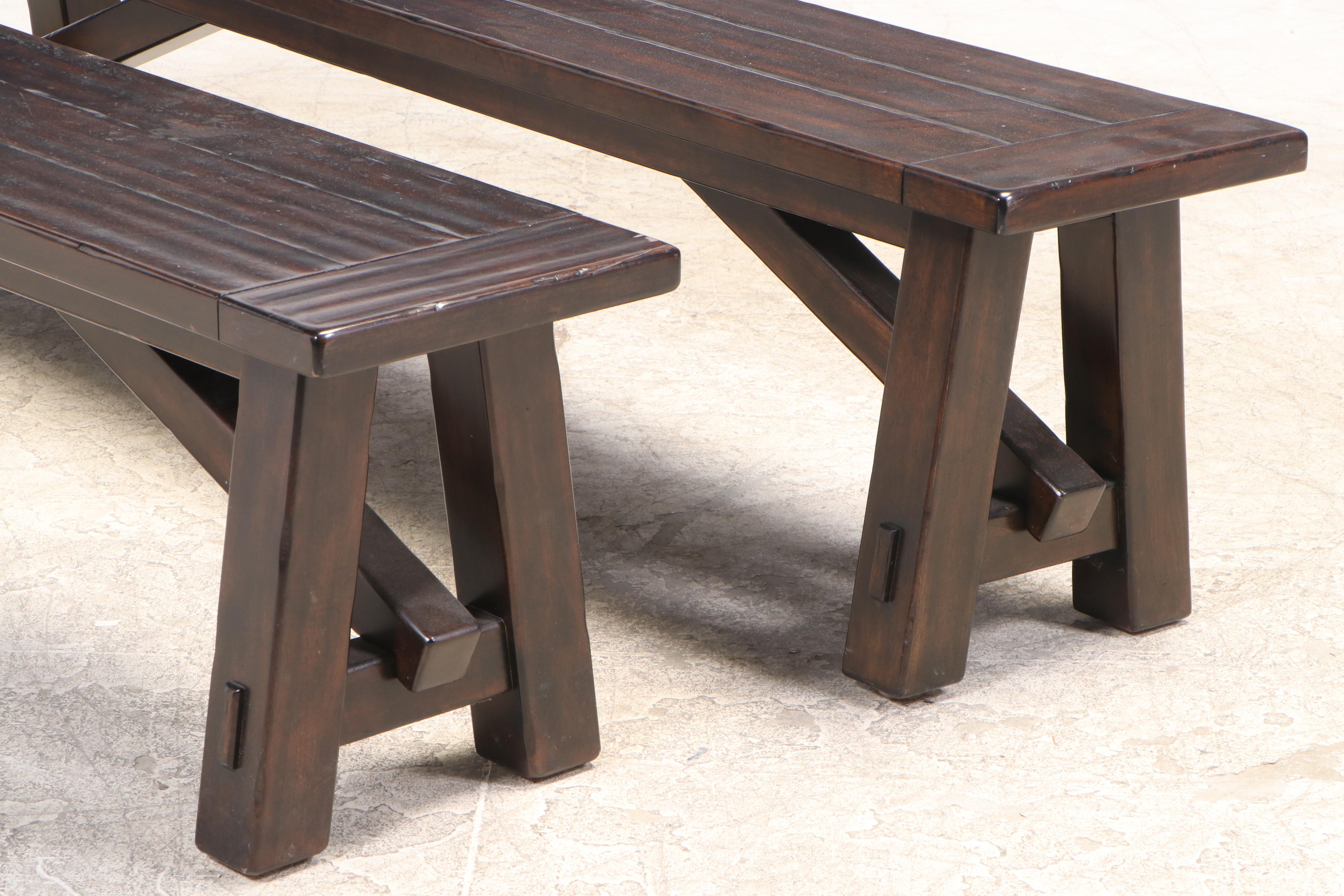 Pottery Barn "Banks" Extending Dining Table Plus Two "Toscana" Benches