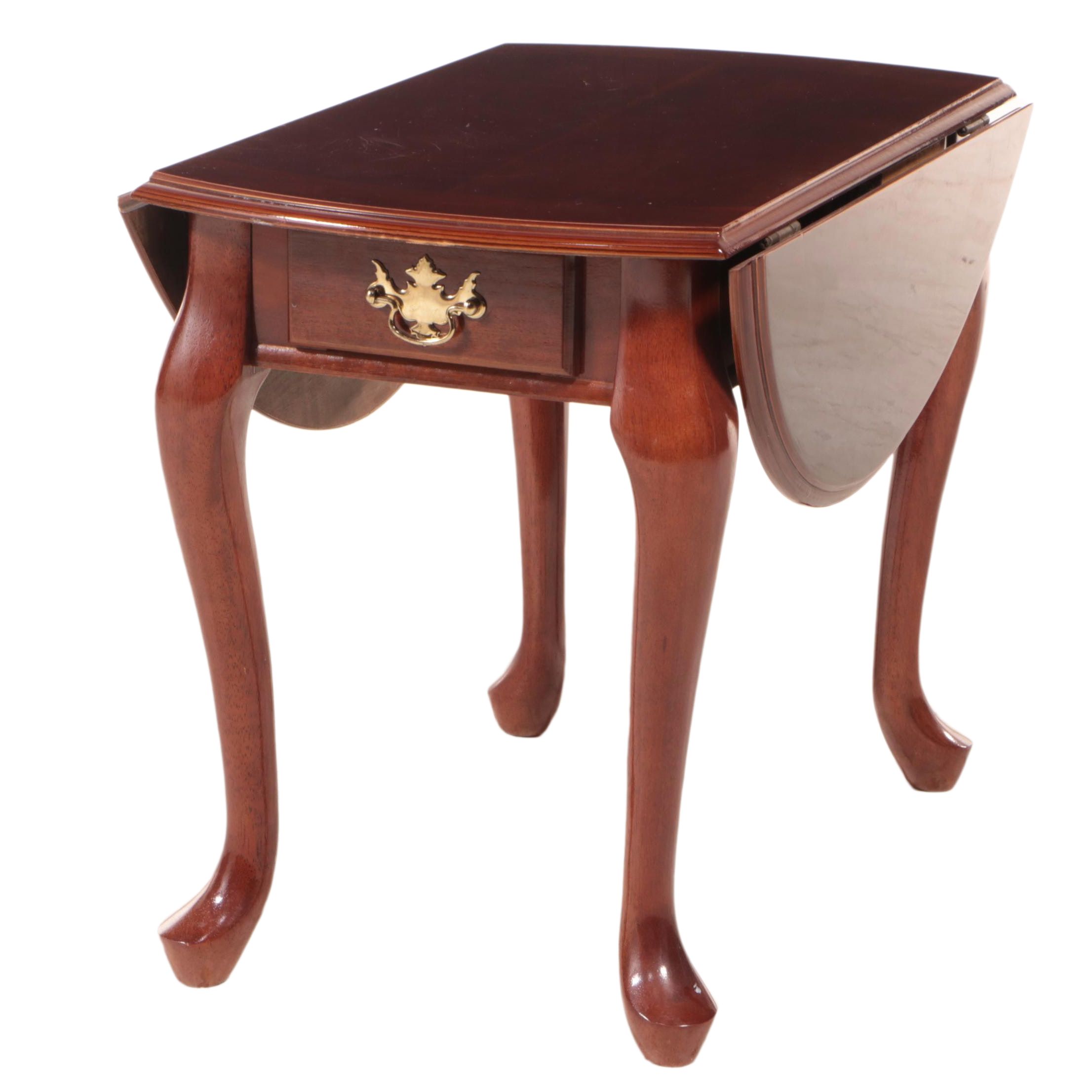 Queen Anne Style Cherry DropLeaf End Table EBTH
