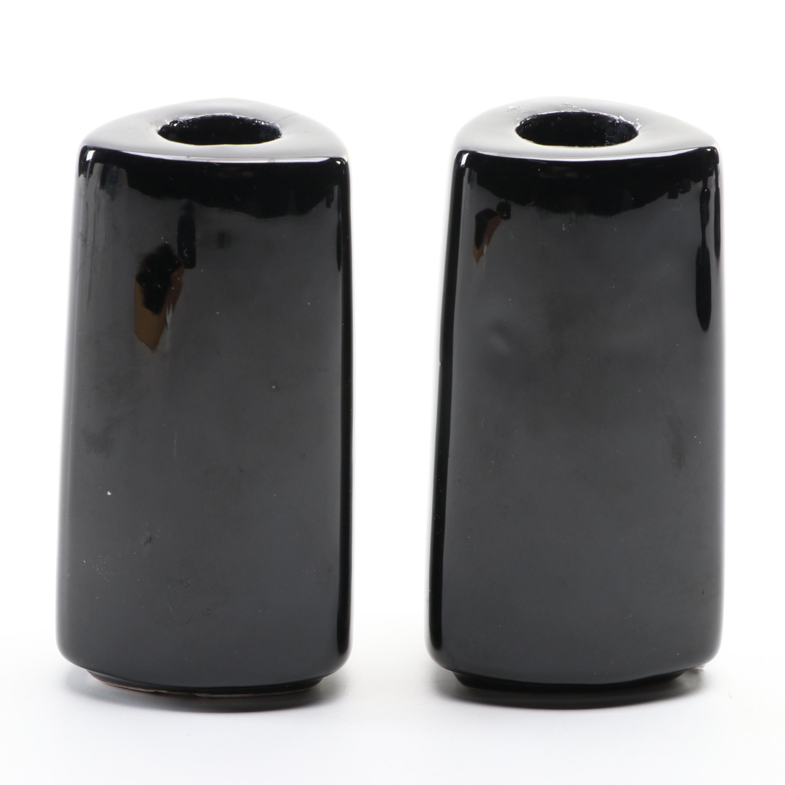 Pier 1 and Other Black Glazed Ceramic Vases, Ceramic and Glass