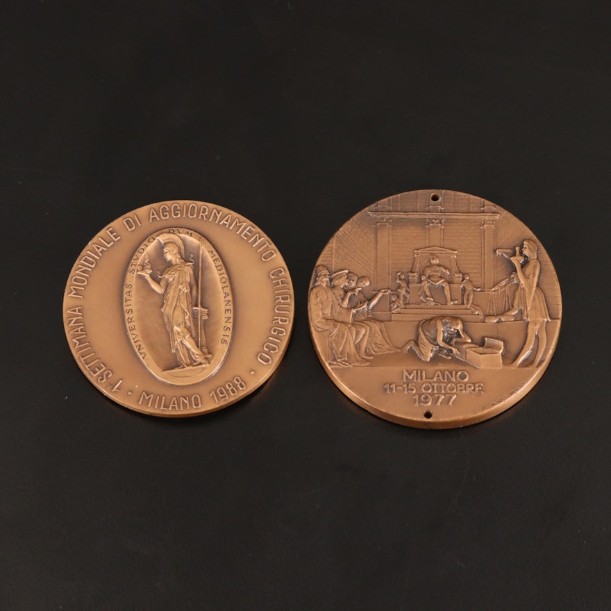 Two Milan, Italy Large Bronze Medals