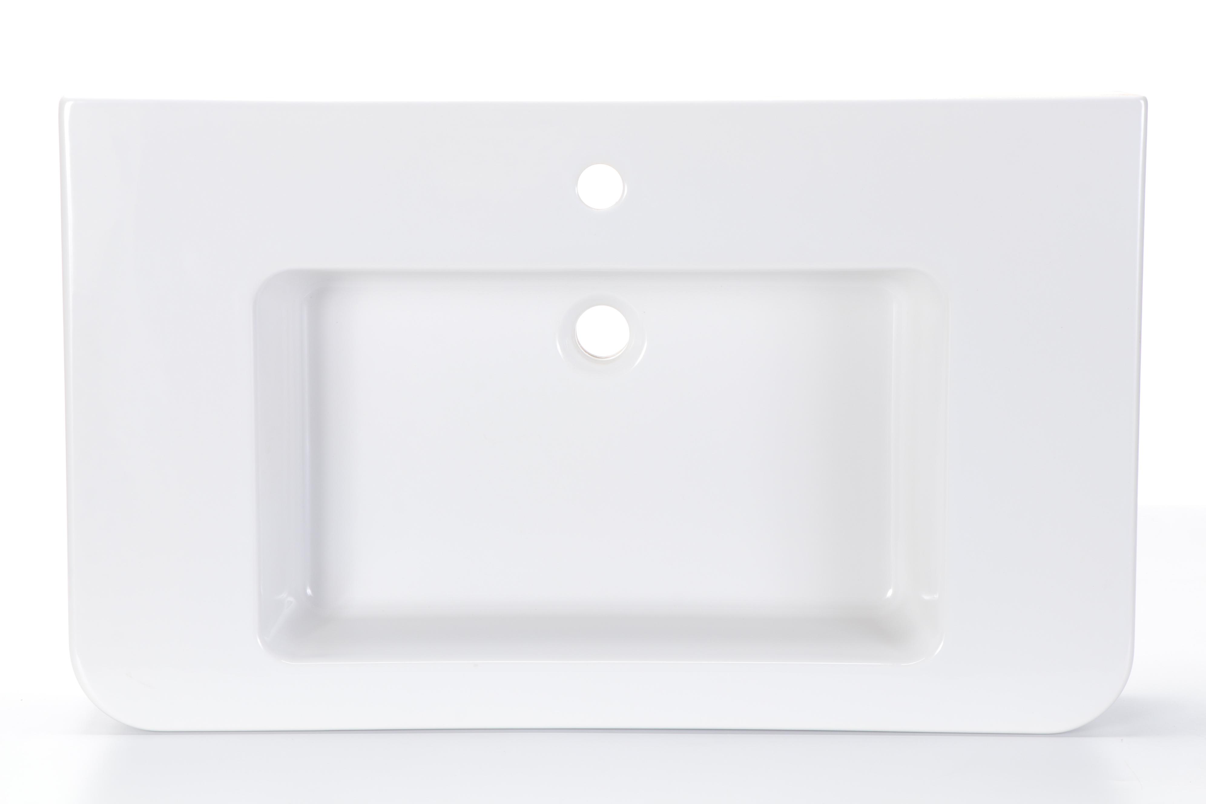 White Porcelain Bathroom Sink with Brass PopUp Drain EBTH