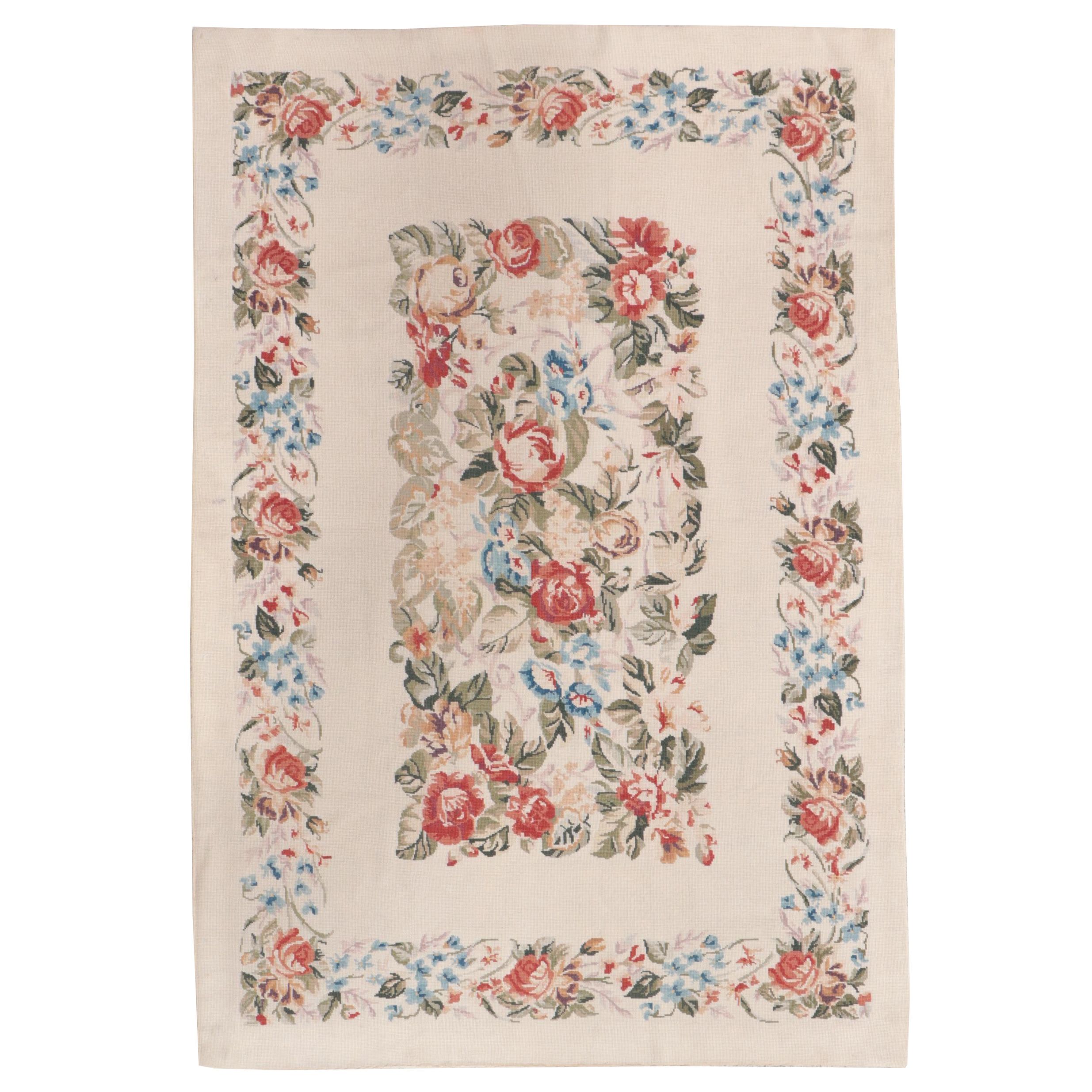 3'11 x 5'9 Handmade SinoFrench Provincial Style Needlepoint Area Rug