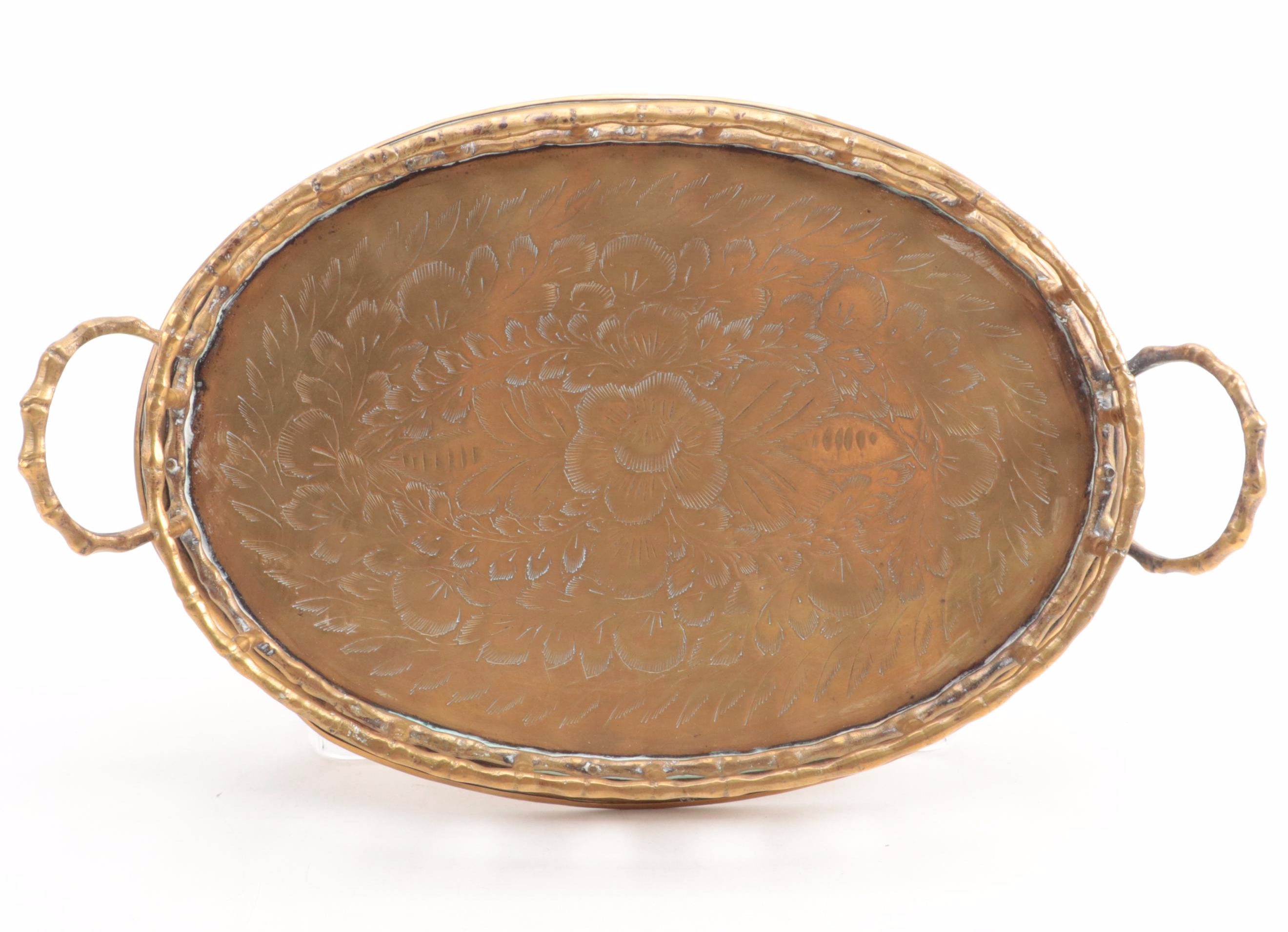 German Pewter Plate with Brass Gallery Tray and Other Décor EBTH