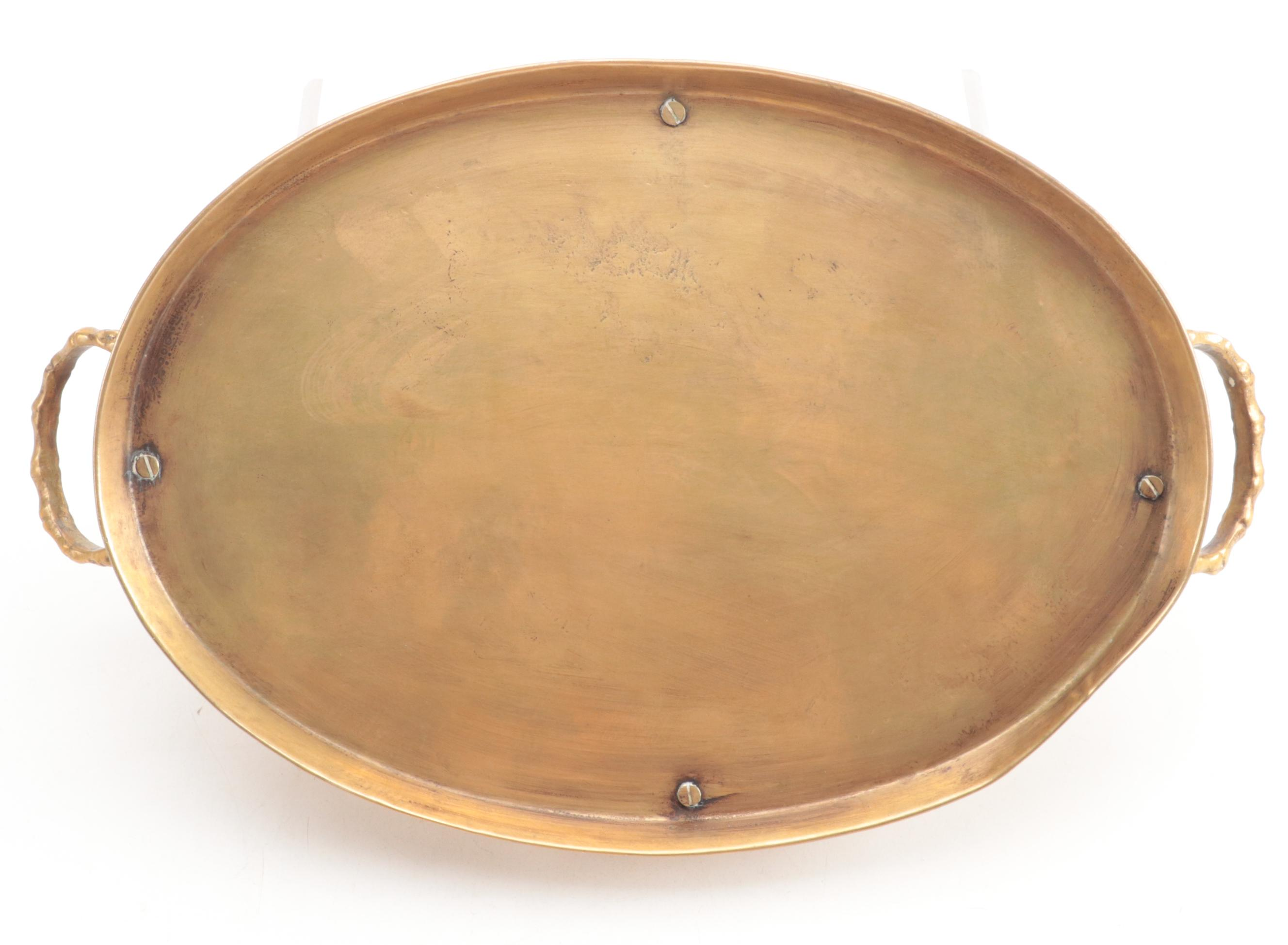 German Pewter Plate with Brass Gallery Tray and Other Décor EBTH