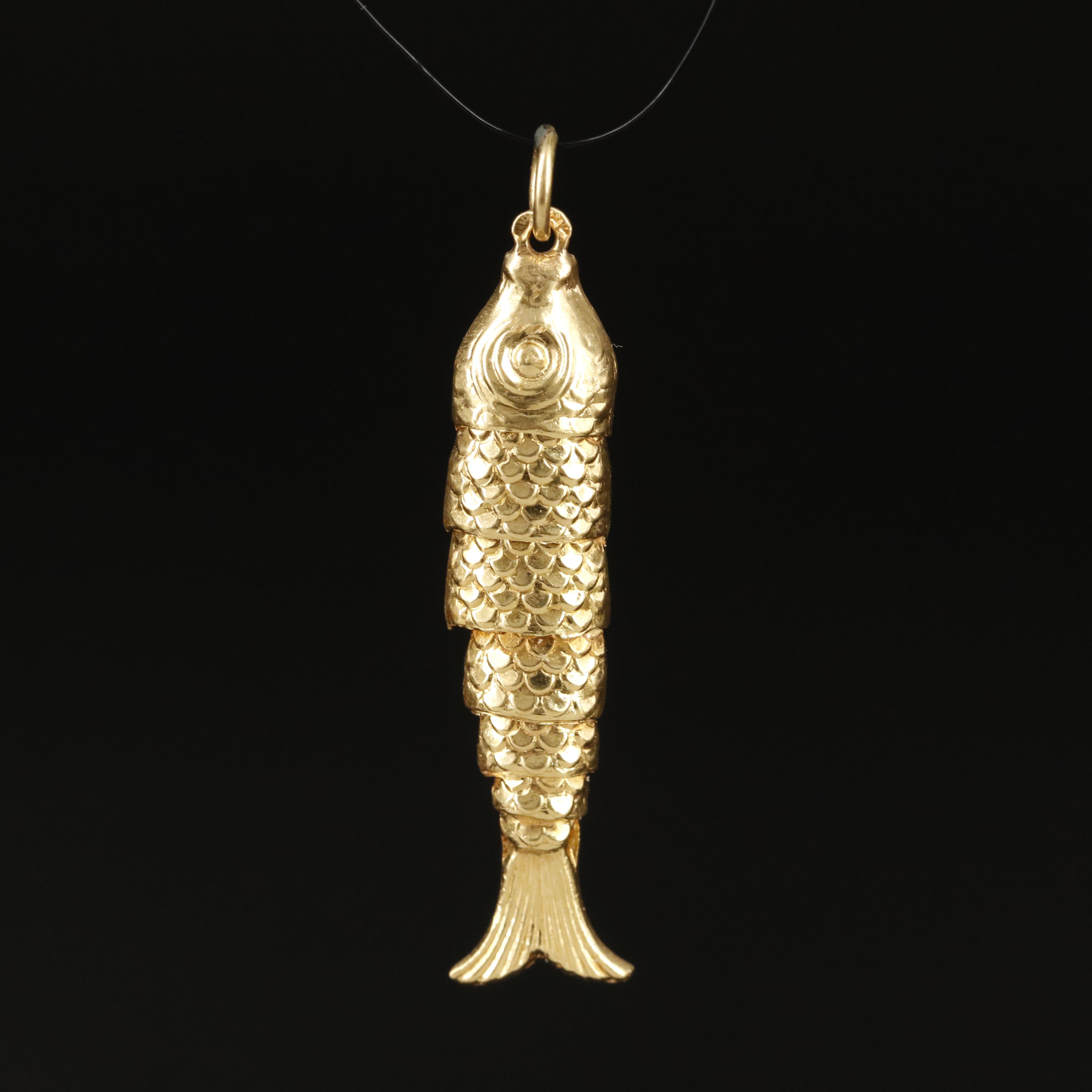 18K Articulated Fish Charm EBTH