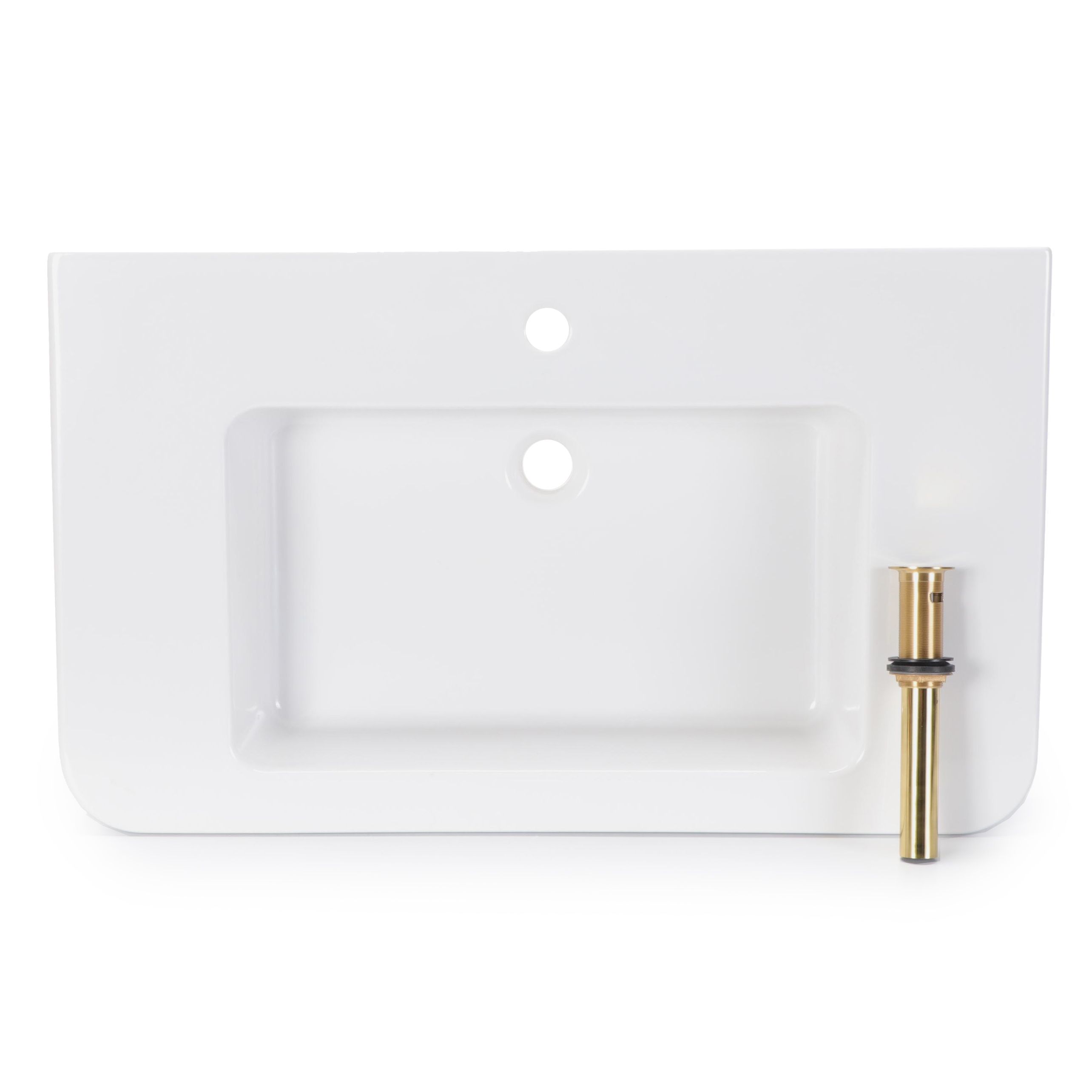 White Porcelain Bathroom Sink with Brass PopUp Drain EBTH